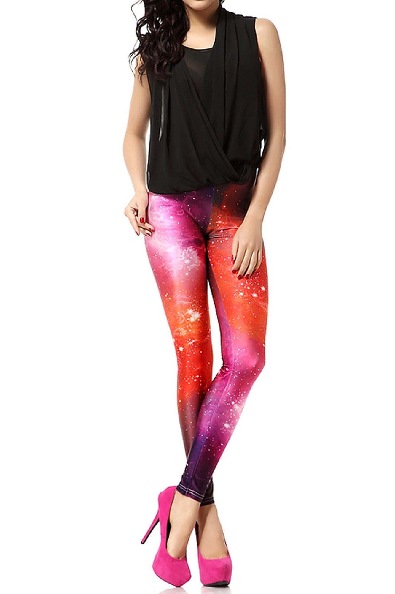 Premium Graphic Print Ruby Color Blast Cosmos Leggings