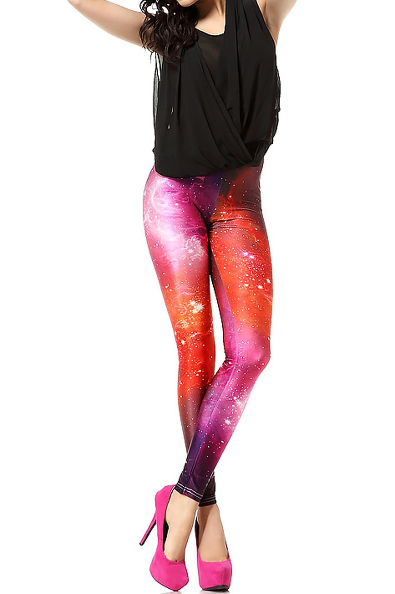 Graphic Print Ruby Color Blast Cosmos Leggings