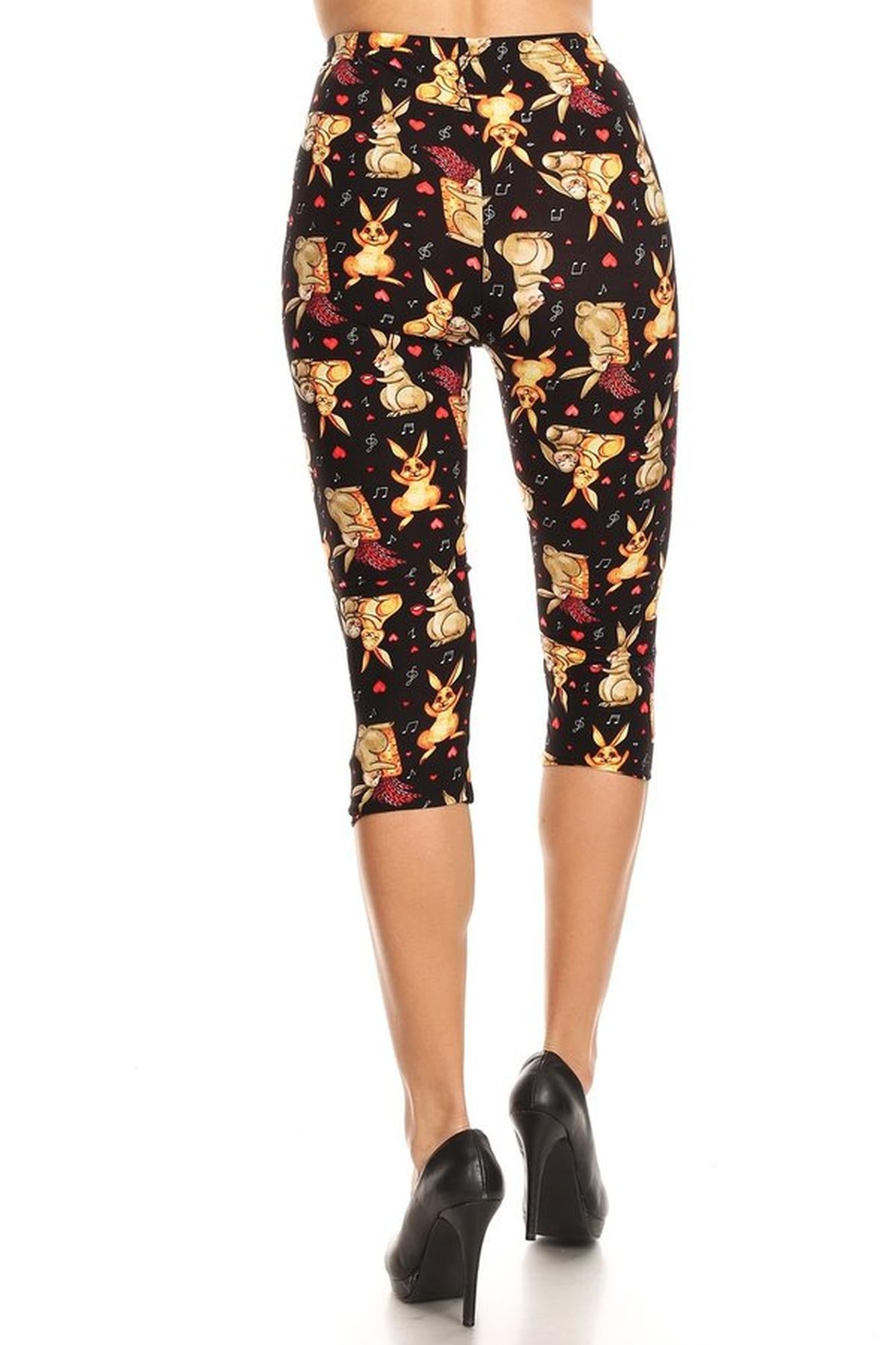 Buttery Soft Bunny Rabbit Plus Size Capris (One Size Plus,Black)