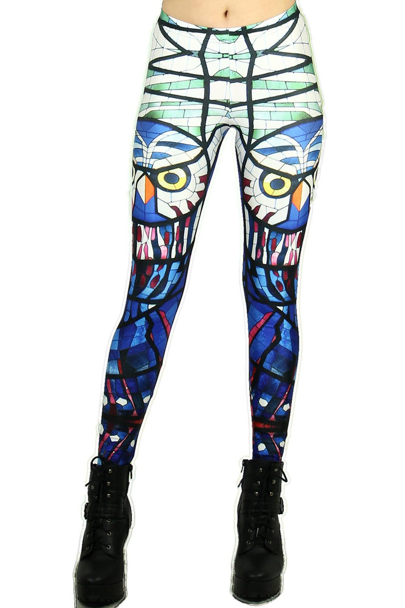 Colorful Mosaic Owl Leggings