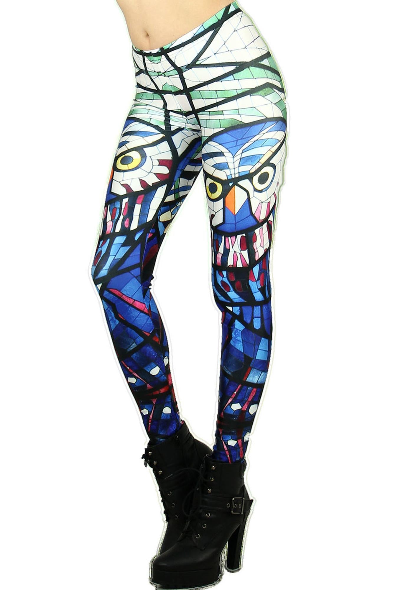 Colorful Mosaic Owl Leggings