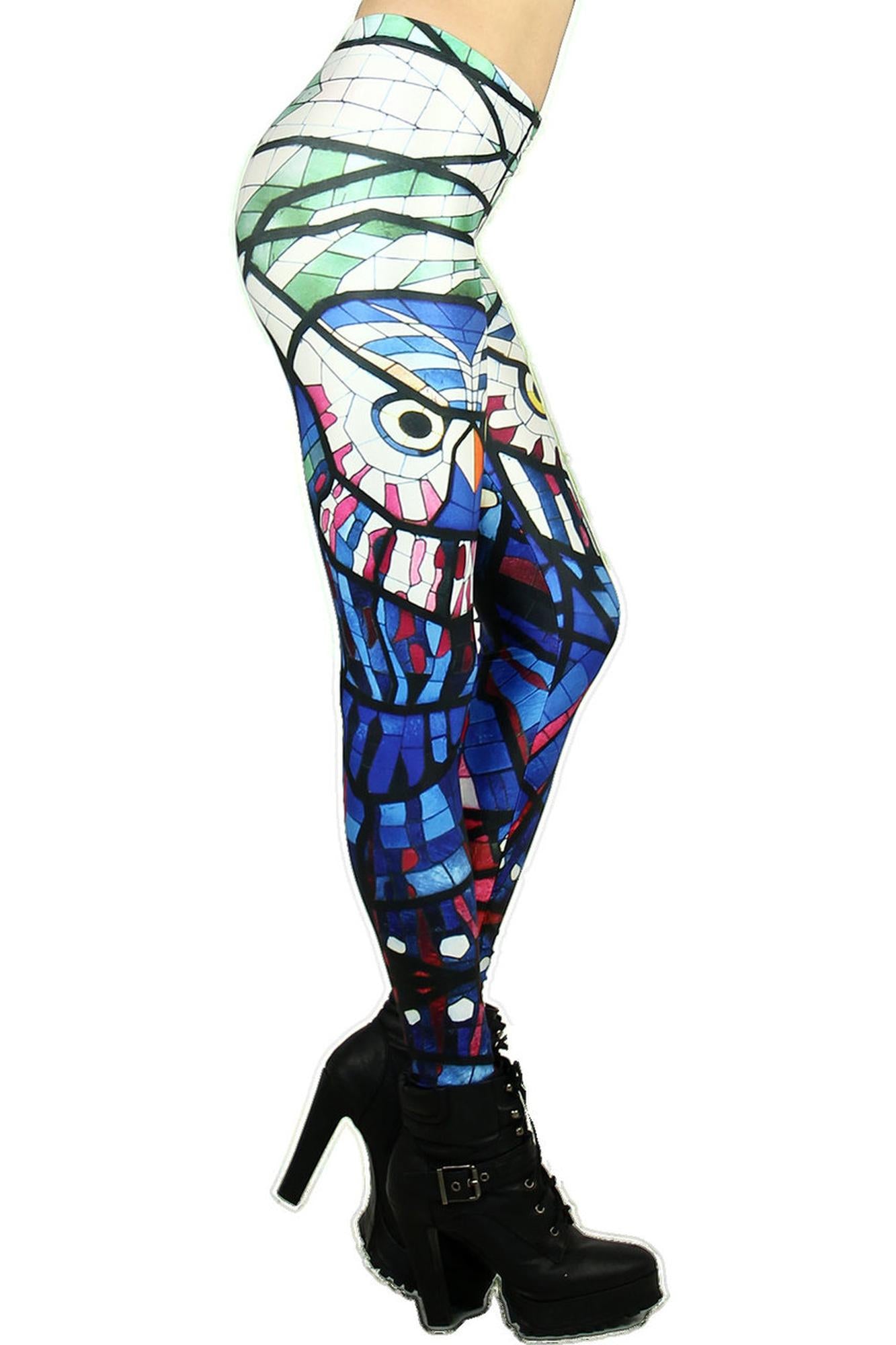 Colorful Mosaic Owl Leggings