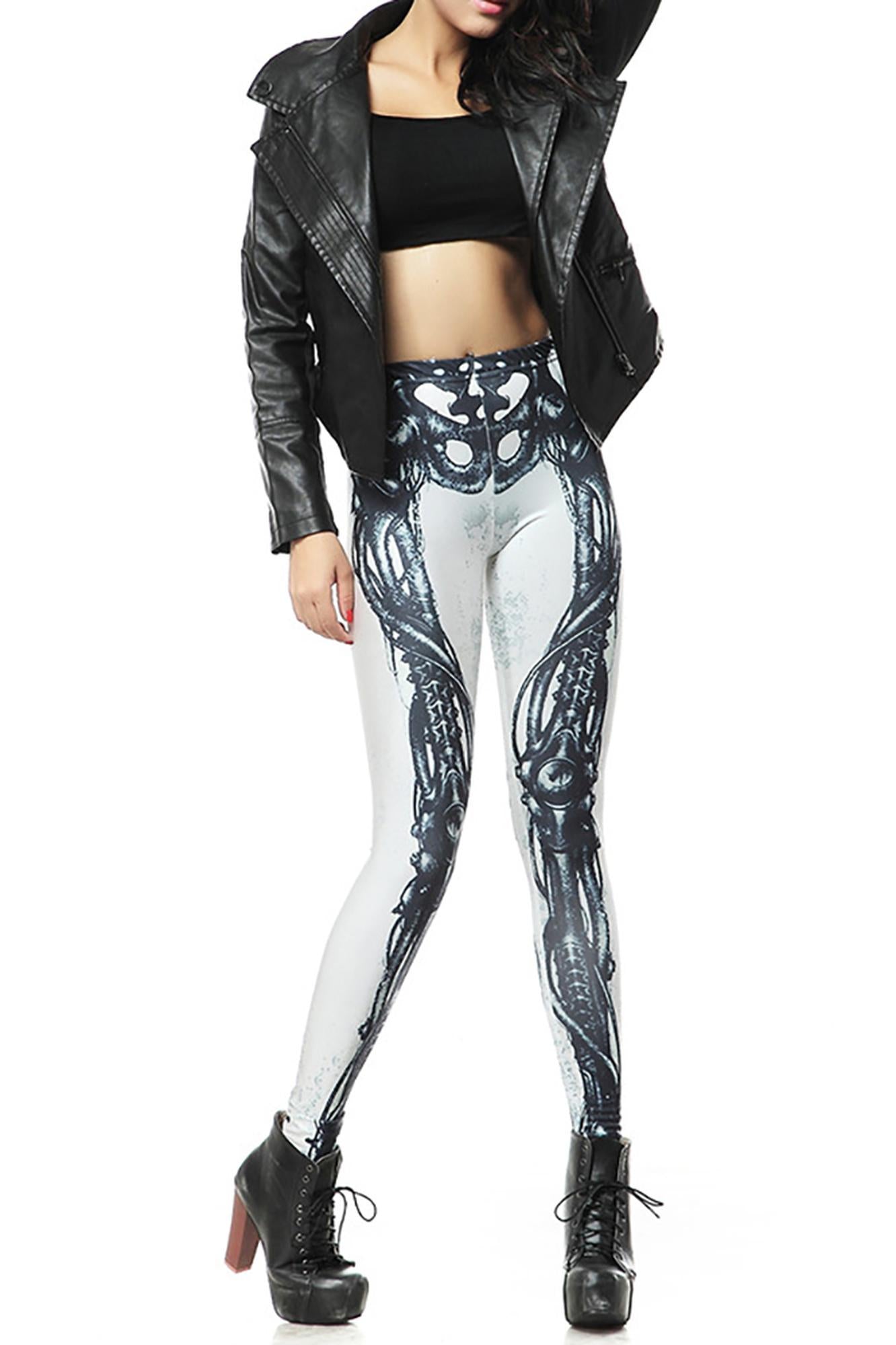 White Steampunk Skeleton Leggings