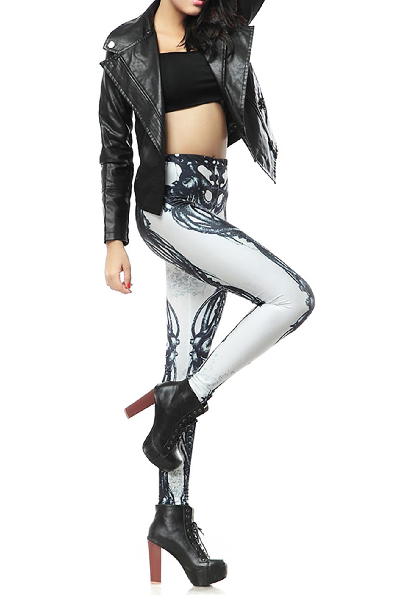 White Steampunk Skeleton Leggings