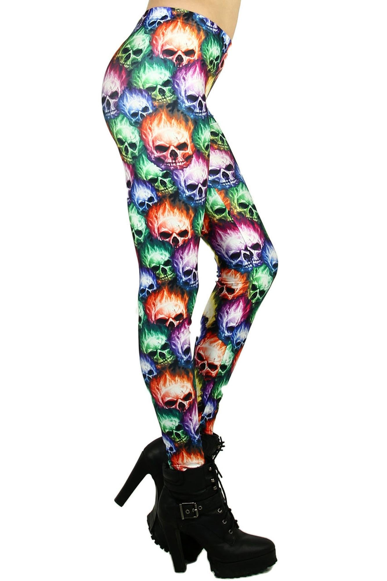 Premium Graphic Colorful Rage Skull Leggings