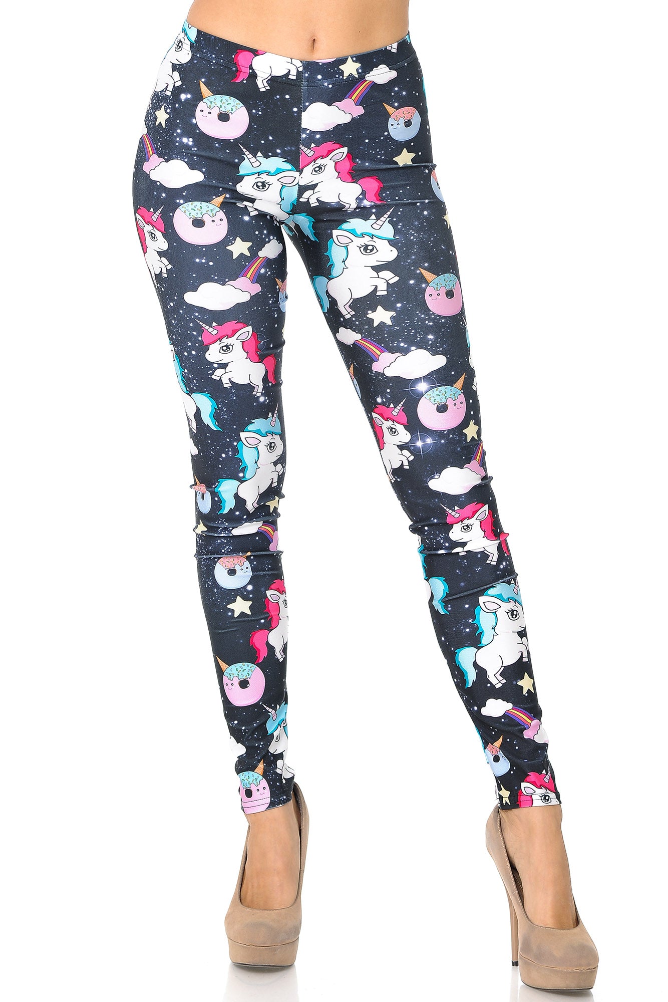 Premium Graphic Print Unicorn Rainbow and Treats Leggings