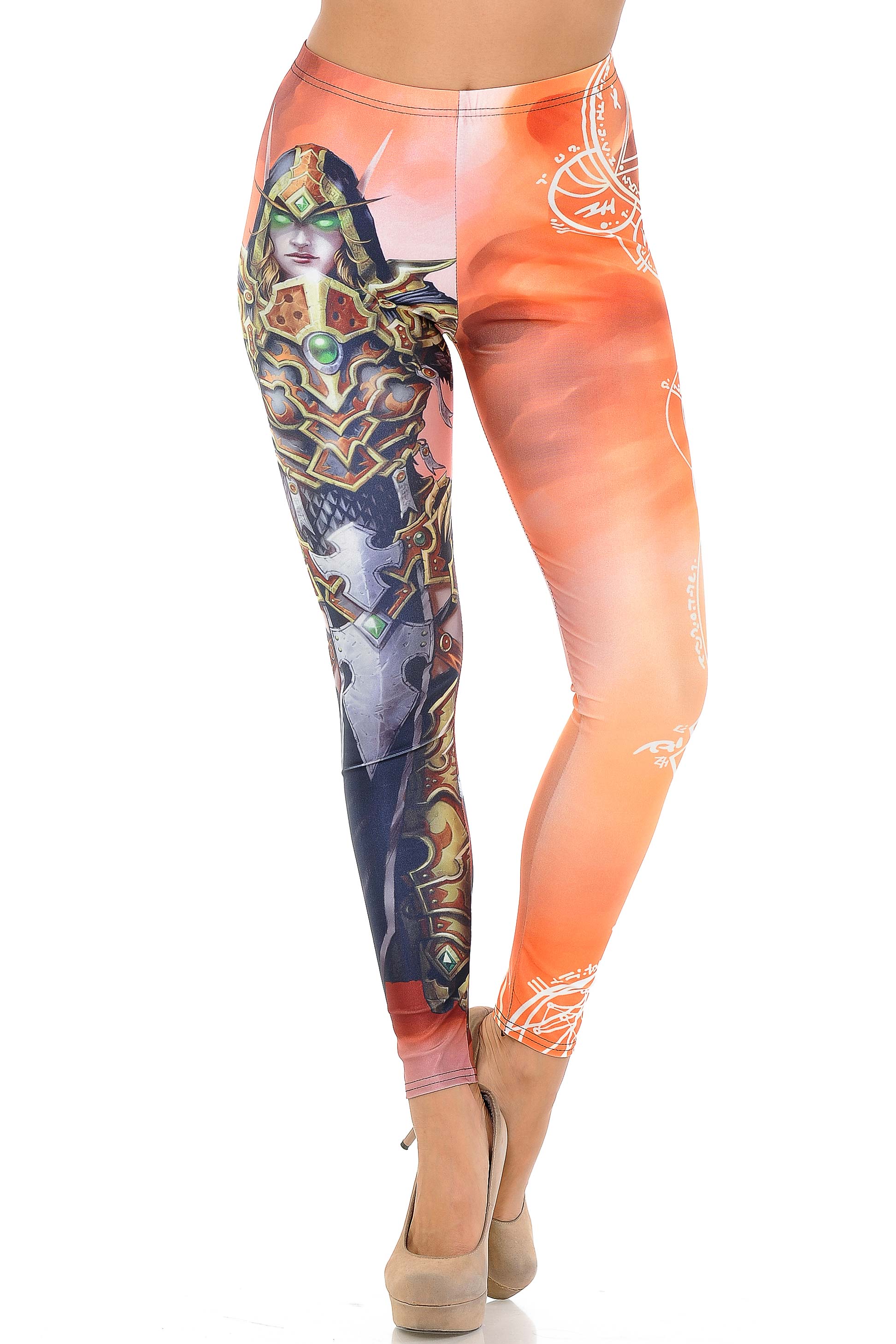 Premium Graphic Print Female Elf Warrior Leggings