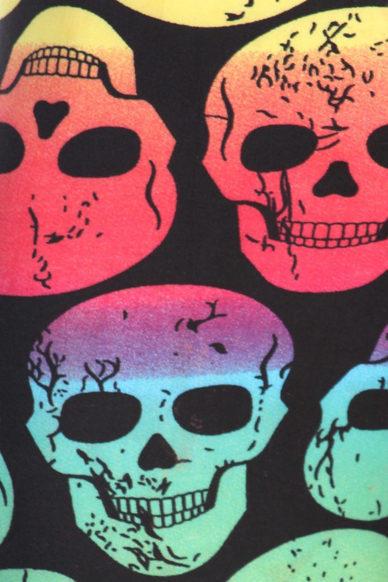 Buttery Soft Rainbow Skull Extra Plus Size Leggings - 3X-5X (XPlus One Size,Multi Color Bold)