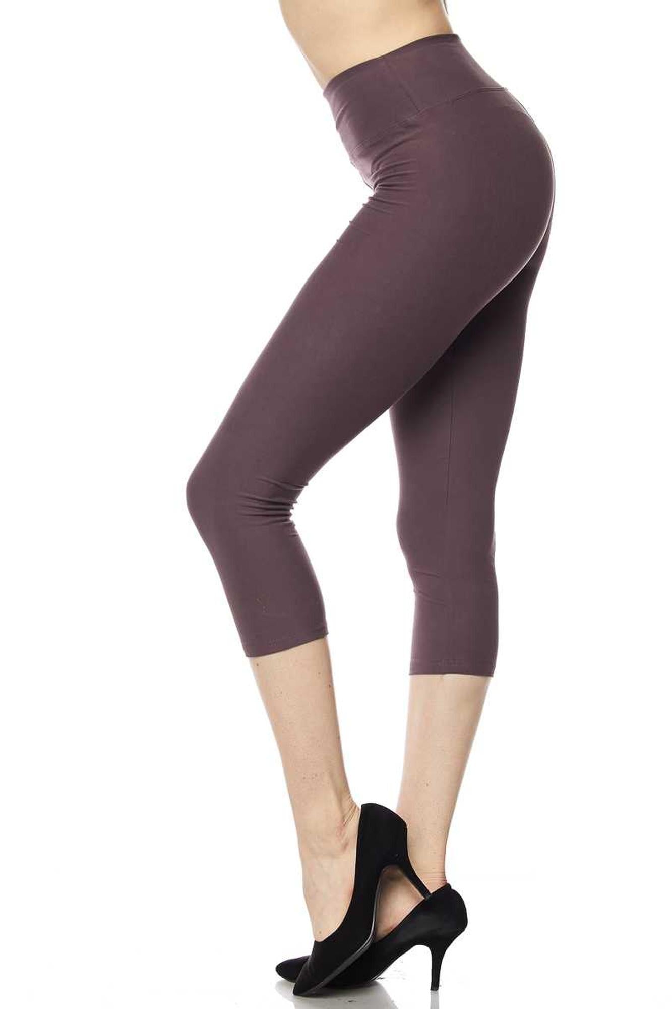 Brushed Basic Solid High Waisted Extra Plus Size Capris - 3 Inch - 3X-5X - New Mix