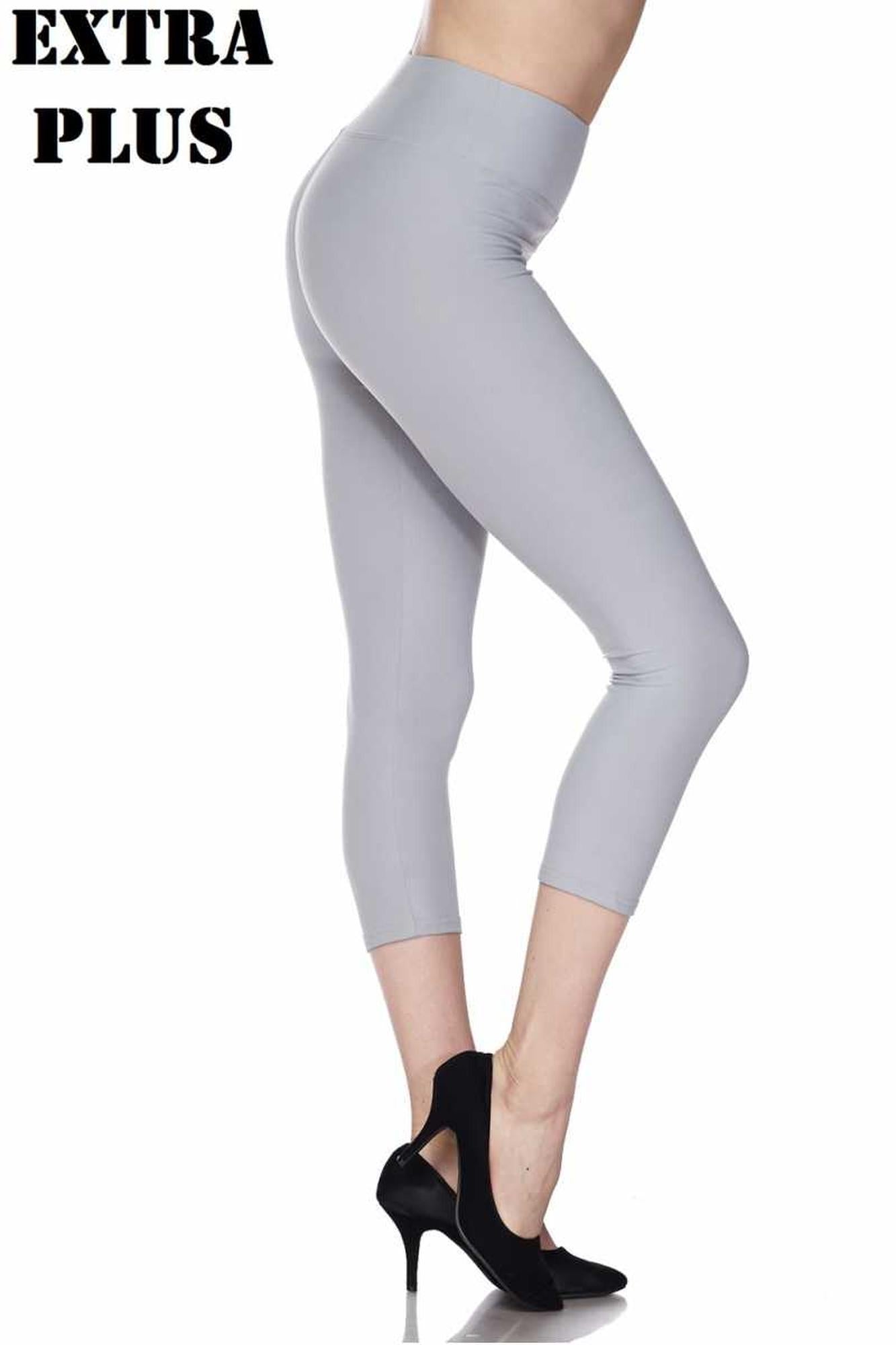 Brushed Basic Solid High Waisted Extra Plus Size Capris - 3 Inch - 3X-5X - New Mix