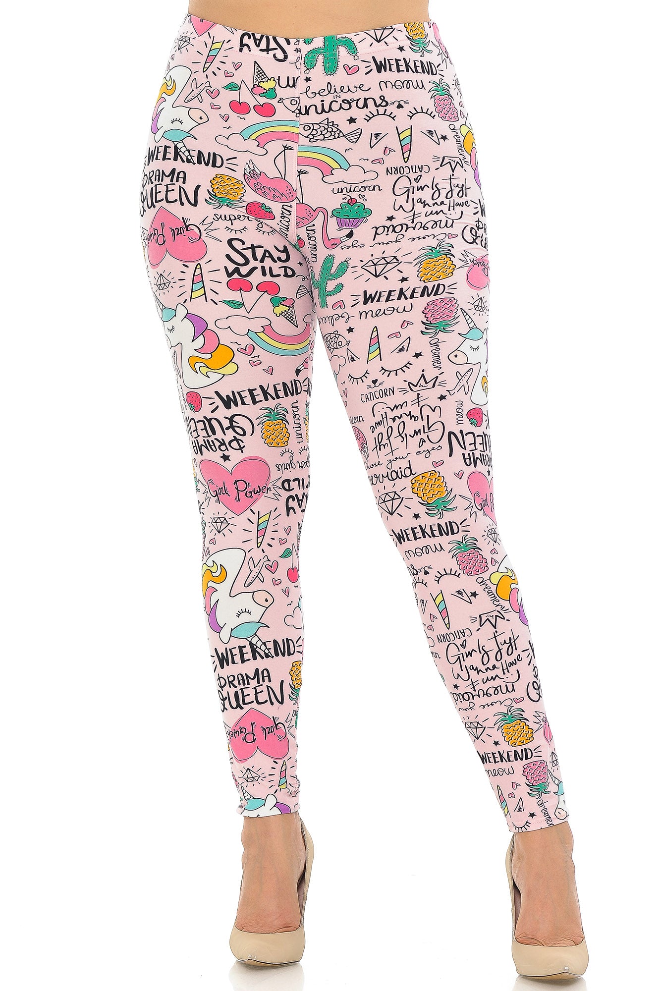 Buttery Soft Weekend Drama Queen Extra Plus Size Leggings - 3X-5X (Pink,XPlus One Size)