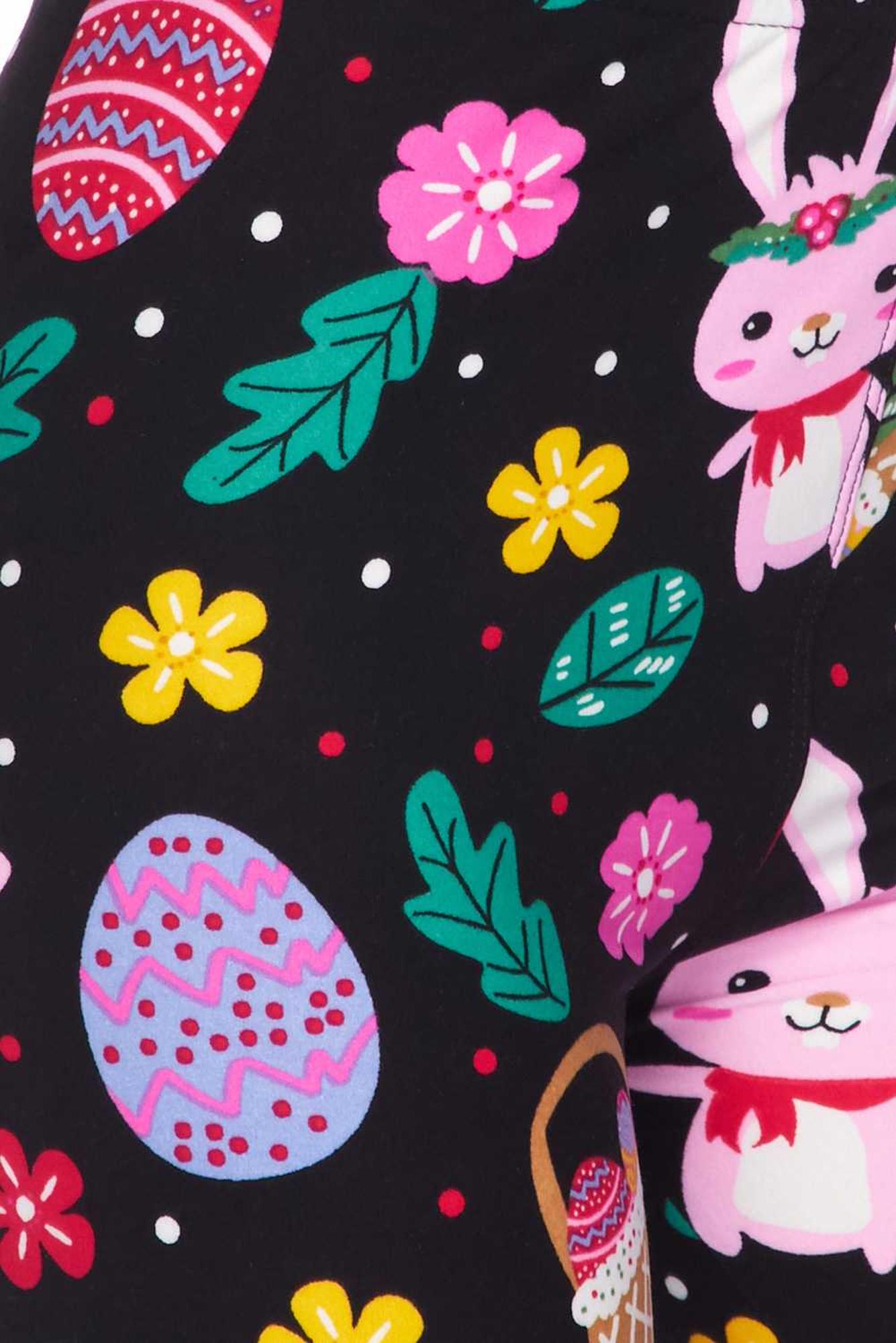 Buttery Smooth Cute Bunnies and Easter Egg Extra Plus Size Leggings - 3X-5X (XPlus One Size,Multi Color - Bold)
