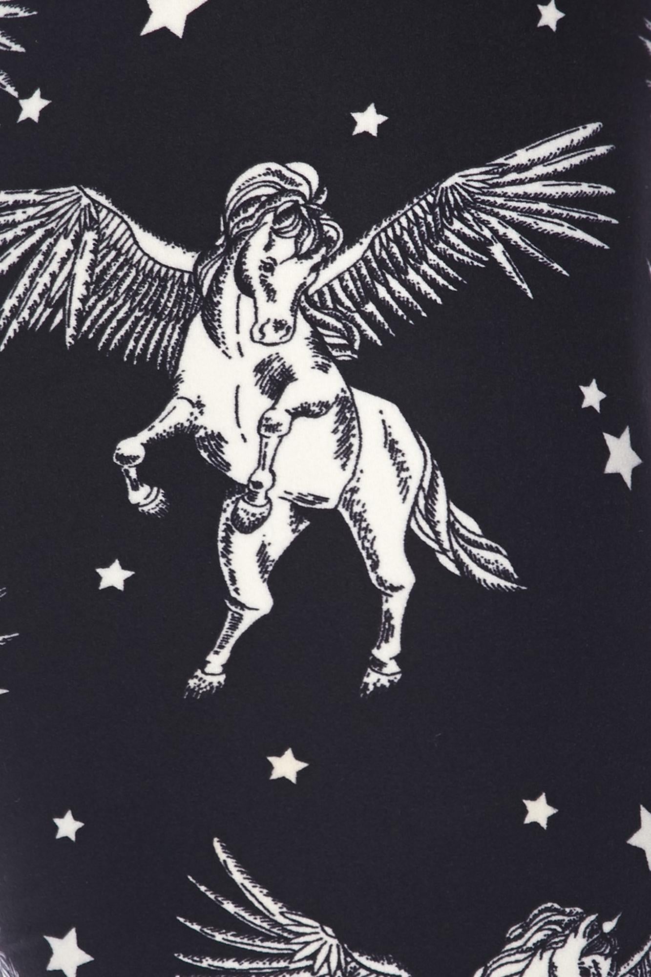 Buttery Soft Magical Pegasus Plus Size Leggings - 3X-5X (One Size Plus,Black)