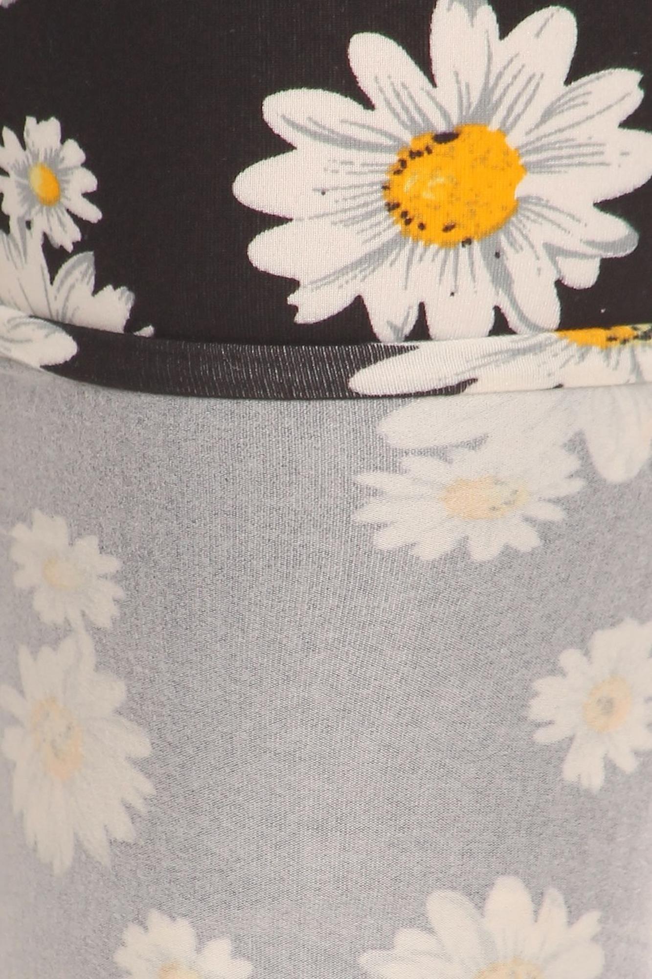 Buttery Soft Daisy Extra Plus Size Leggings - 3X-5X (XPlus One Size,Black)