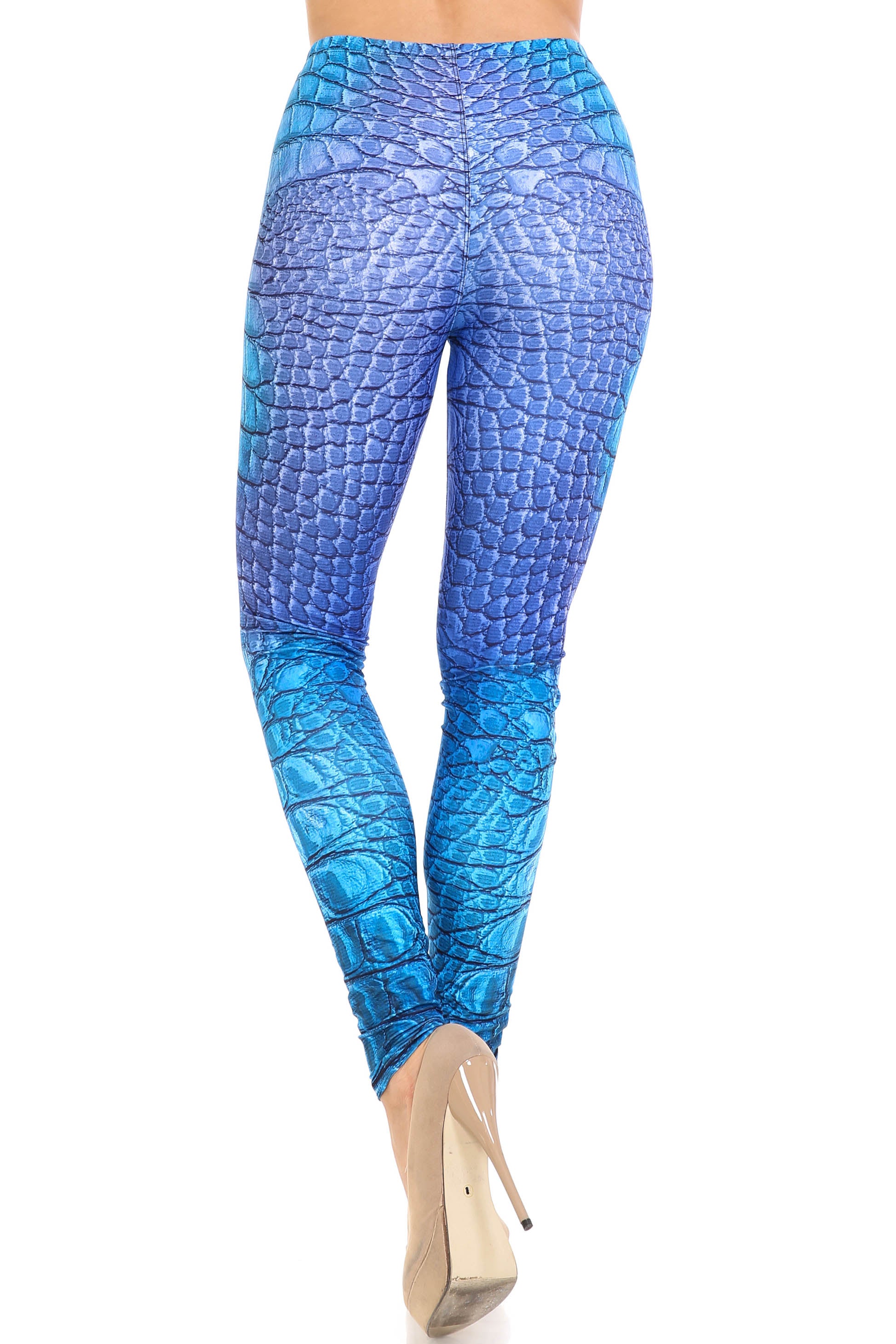 Creamy Soft Vibrant Blue Dragon Extra Plus Size Leggings - 3X-5X - By USA Fashion (XPlus One Size,Blue)