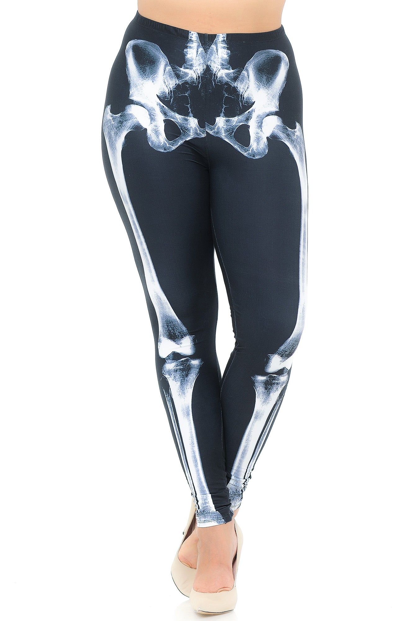 Creamy Soft X-Ray Skeleton Bones Extra Plus Size Leggings - USA Fashion (XPlus One Size,Black)