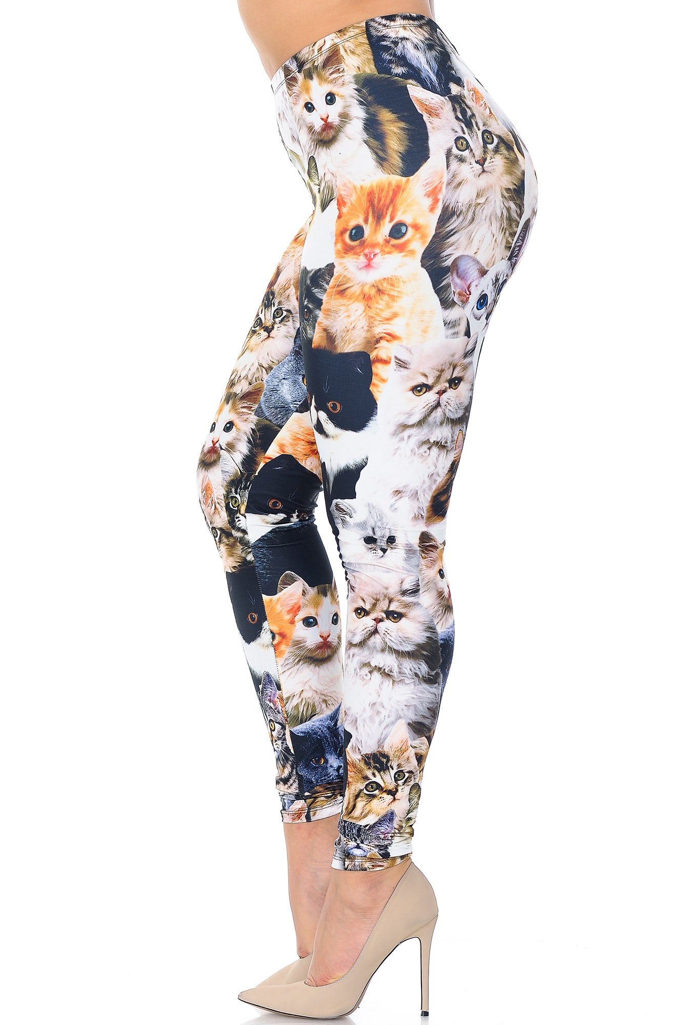 Creamy Soft Cat Collage Extra Plus Size Leggings - 3X-5X - USA Fashion (XPlus One Size,Multi Color Bold)