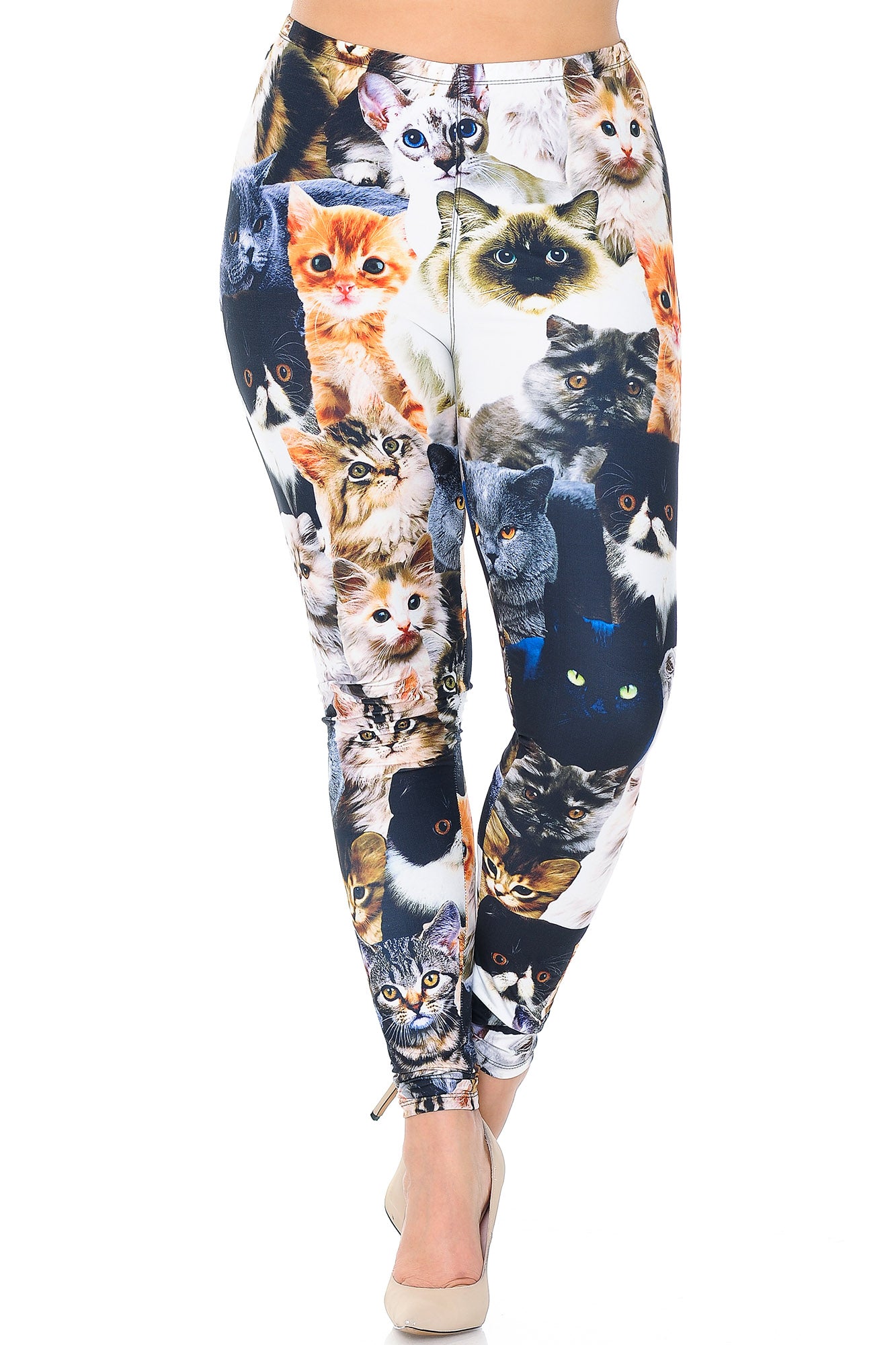 Creamy Soft Cat Collage Extra Plus Size Leggings - 3X-5X - USA Fashion (XPlus One Size,Multi Color Bold)