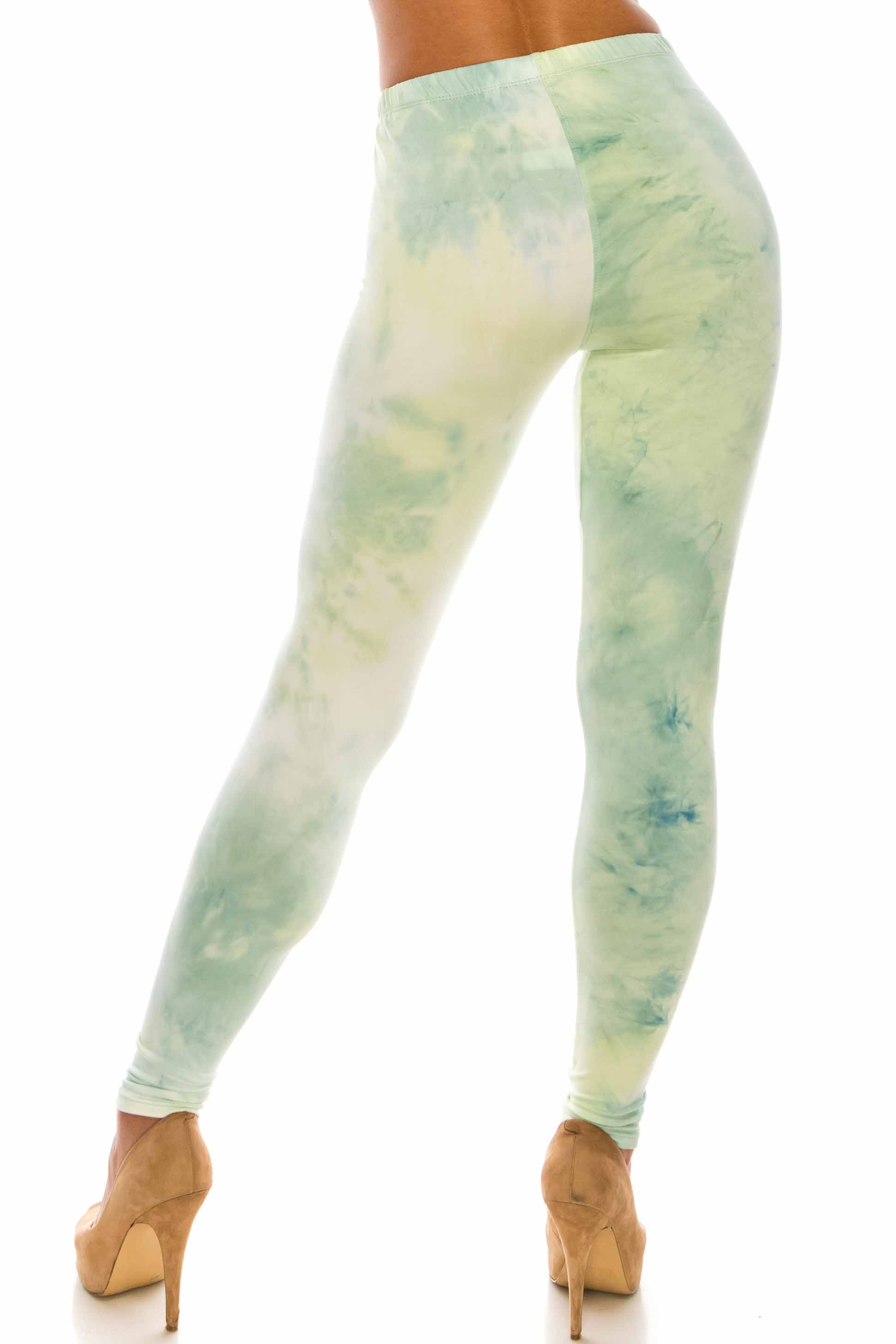 Buttery Soft Mint Tie Dye Extra Plus Size Leggings - 3X-5X (Mint,XPlus One Size)