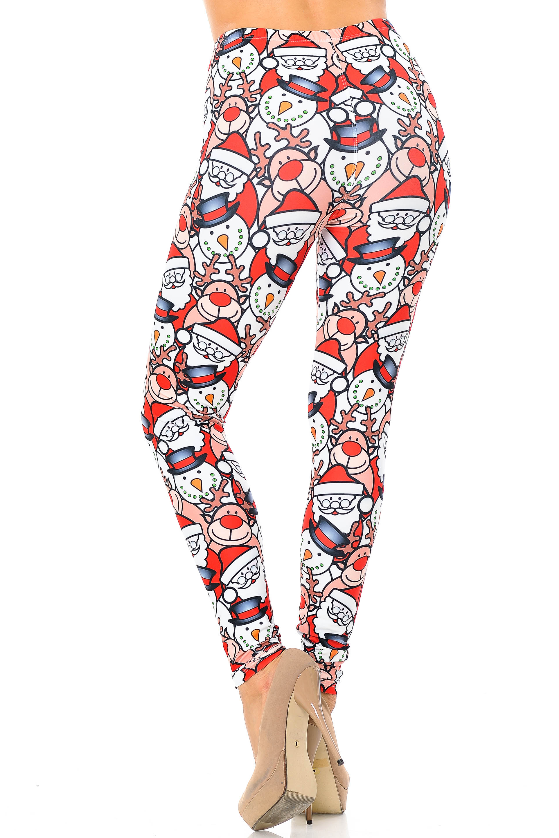 Creamy Soft Frosty Santa Rudolph Extra Plus Size Leggings - 3X-5X - USA Fashion (XPlus One Size,White)