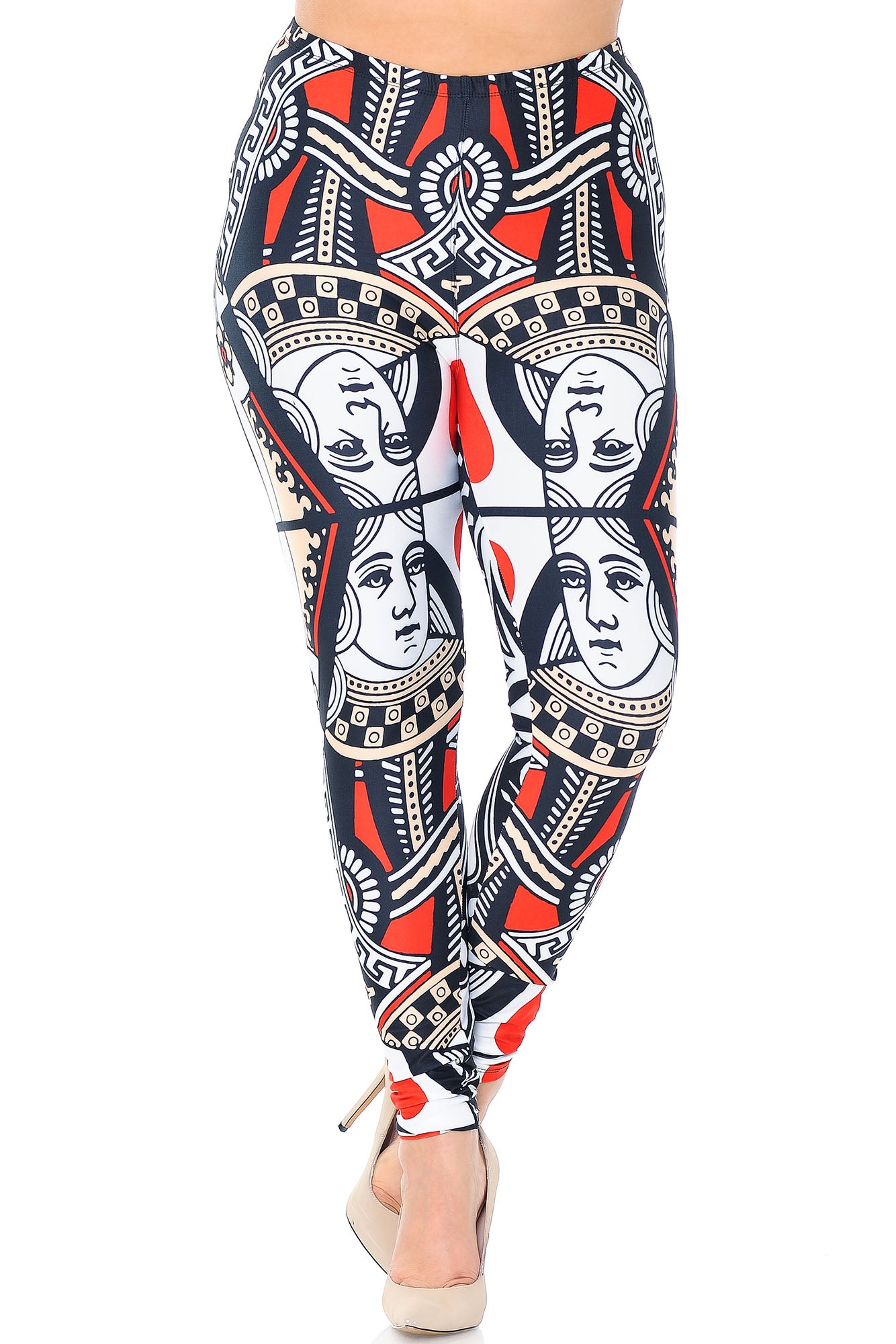 Creamy Soft Queen of Hearts Extra Plus Size Leggings - 3X-5X - USA Fashion (XPlus One Size,Multi Color Bold)