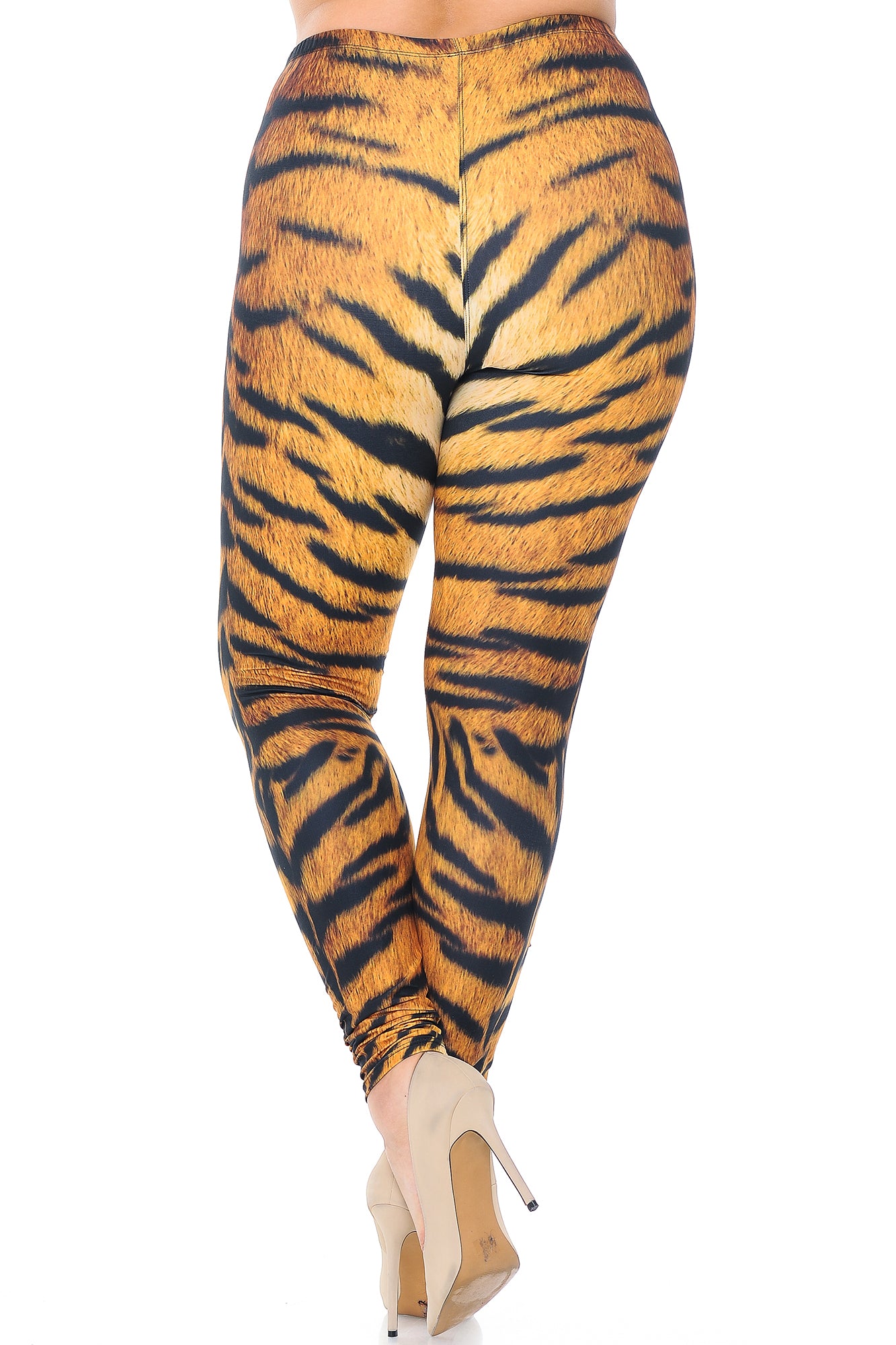 Creamy Soft Tiger Print Extra Plus Size Leggings - 3X-5X - USA Fashion (XPlus One Size,Brown)