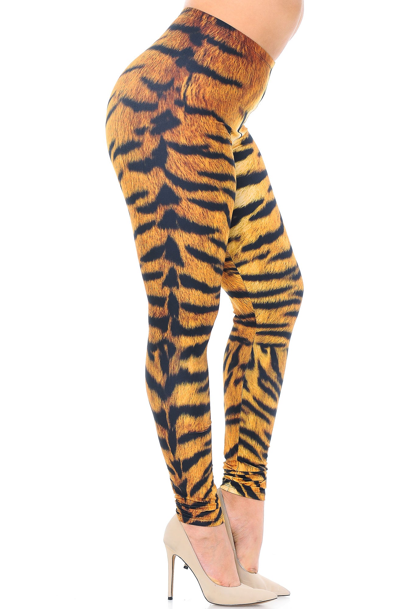 Creamy Soft Tiger Print Extra Plus Size Leggings - 3X-5X - USA Fashion (XPlus One Size,Brown)