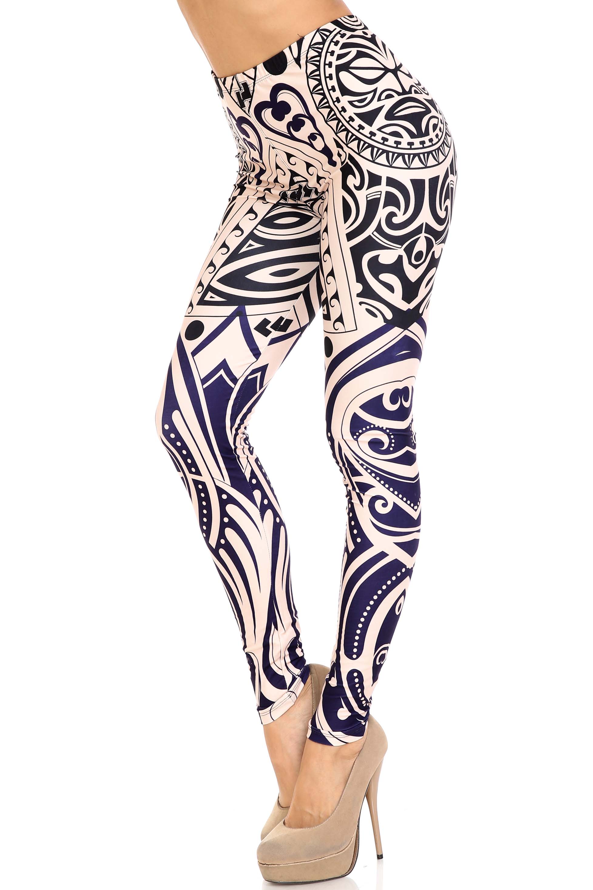 Creamy Soft Valhalla Extra Plus Size Leggings - 3X-5X - USA Fashion (XPlus One Size,Beige)