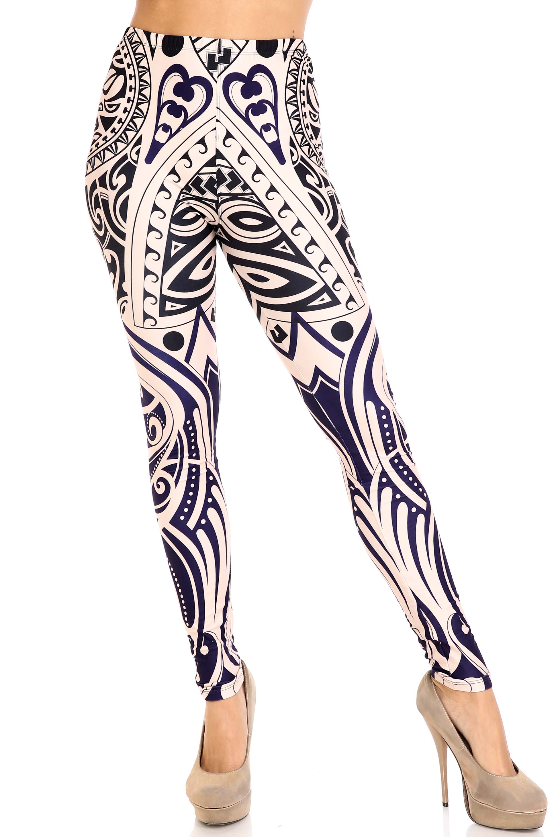 Creamy Soft Valhalla Extra Plus Size Leggings - 3X-5X - USA Fashion (XPlus One Size,Beige)