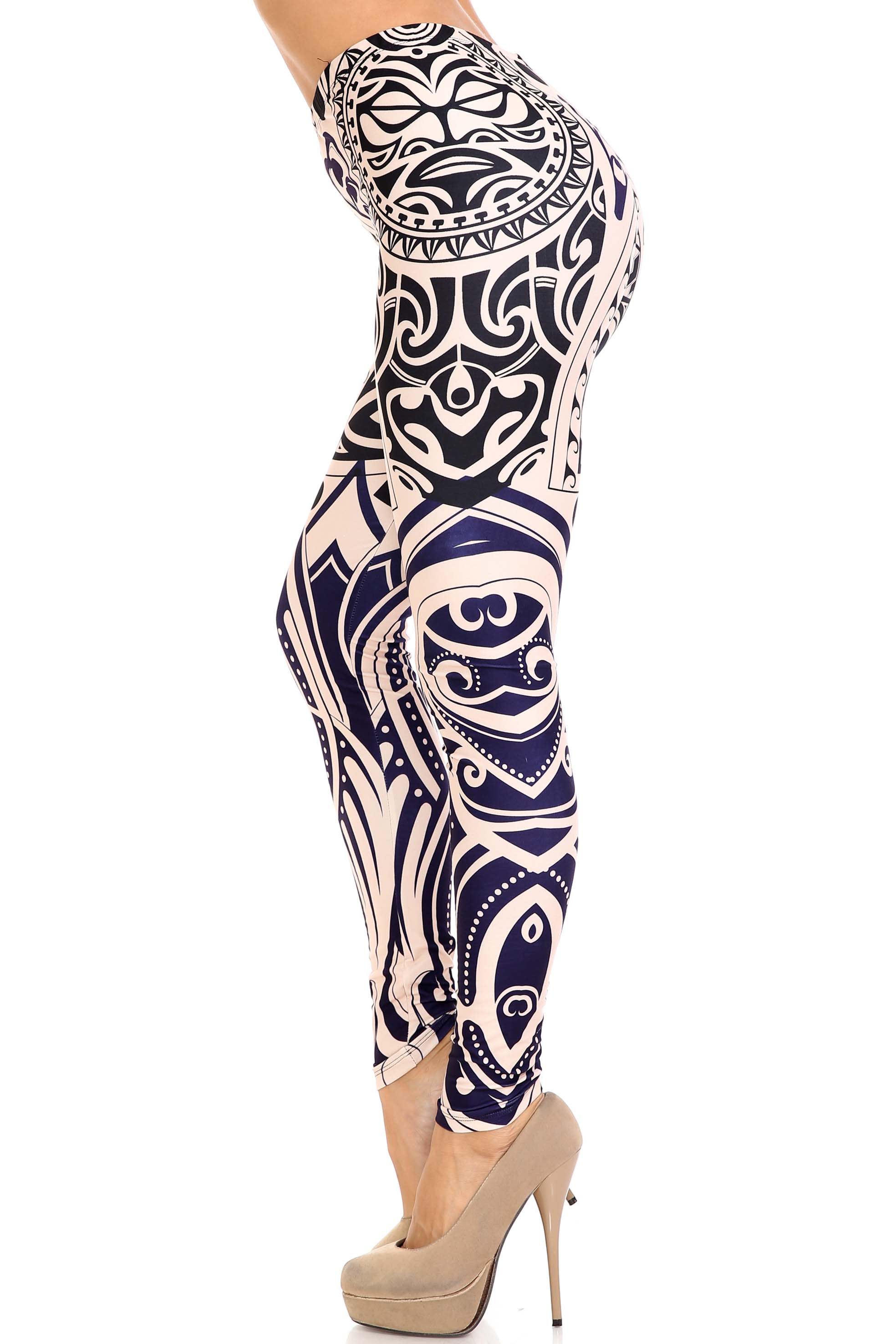 Creamy Soft Valhalla Extra Plus Size Leggings - 3X-5X - USA Fashion (XPlus One Size,Beige)