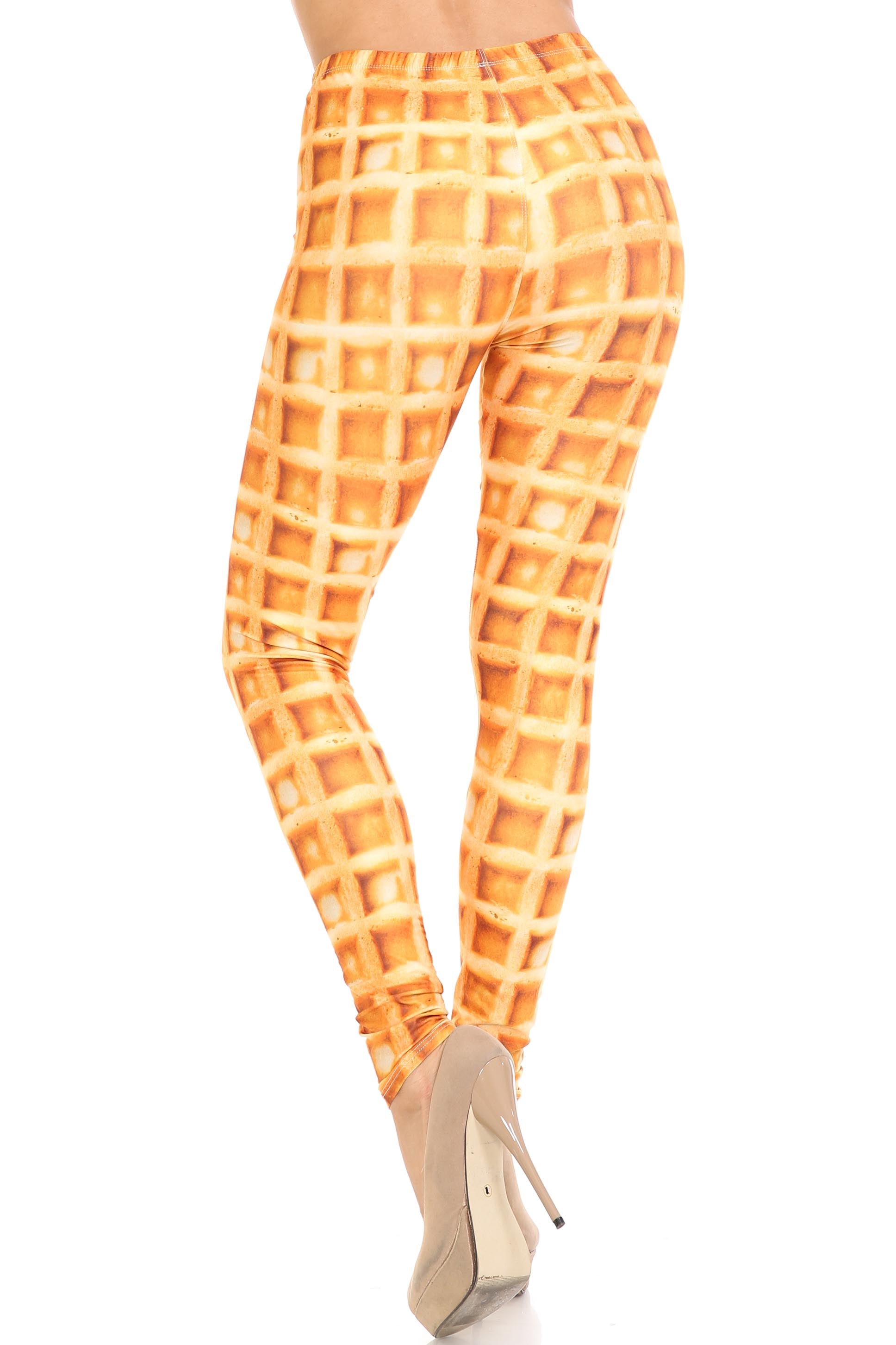Creamy Soft Waffle Extra Plus Size Leggings - 3X-5X - By USA Fashion (XPlus One Size,Beige)