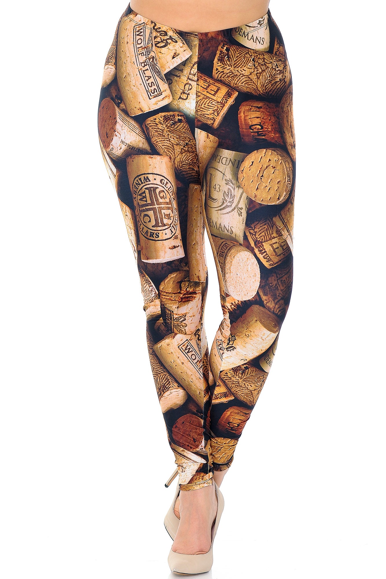 Creamy Soft Wine Cork Extra Plus Size Leggings - 3X-5X - USA Fashion (XPlus One Size,Brown)