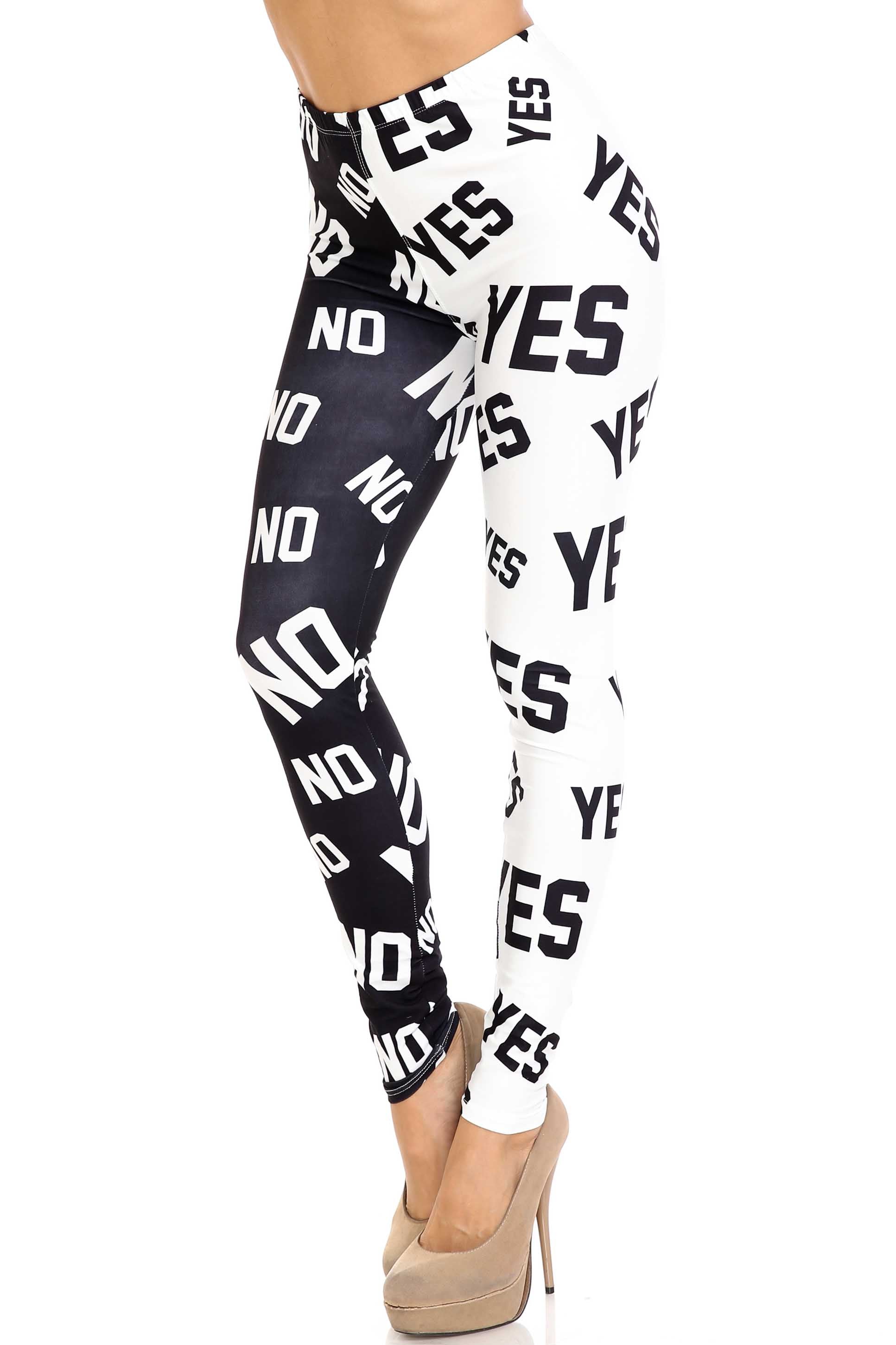 Creamy Soft Yes and No Extra Plus Size Leggings - 3X-5X - By USA Fashion (XPlus One Size,Black)