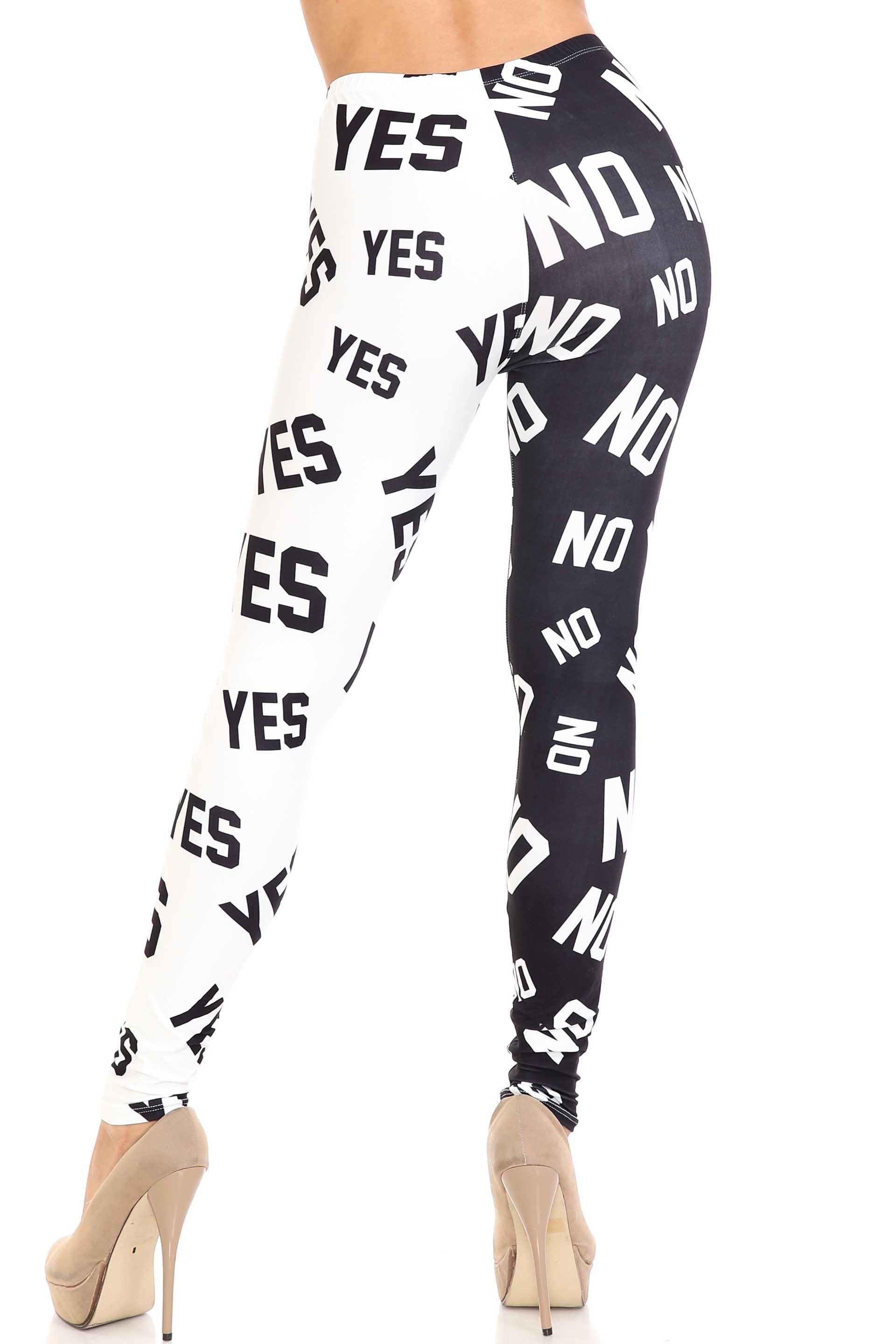 Creamy Soft Yes and No Extra Plus Size Leggings - 3X-5X - By USA Fashion (XPlus One Size,Black)