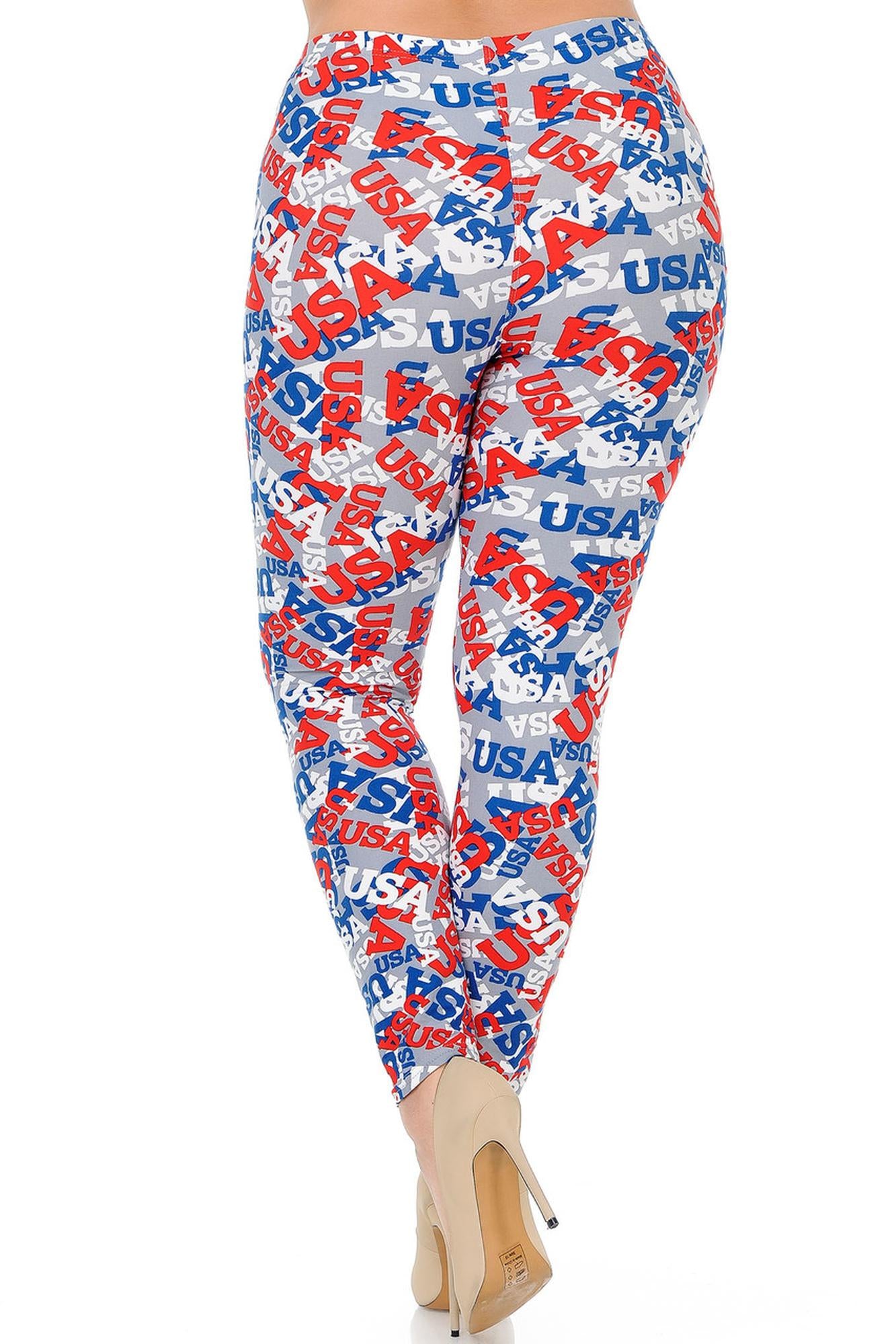 Buttery Soft All Over USA Extra Plus Size Leggings - 3X-5X (XPlus One Size,Charcoal)