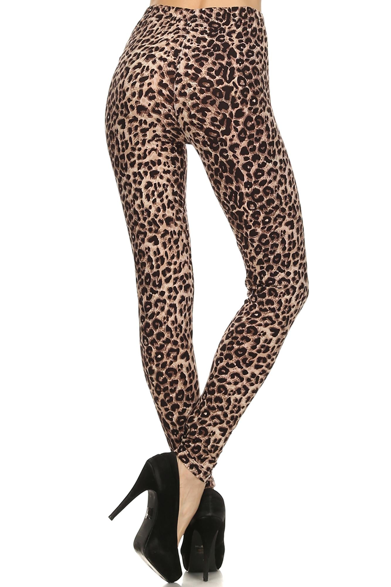 Buttery Soft Feral Cheetah Leggings (One Size Regular,Brown)