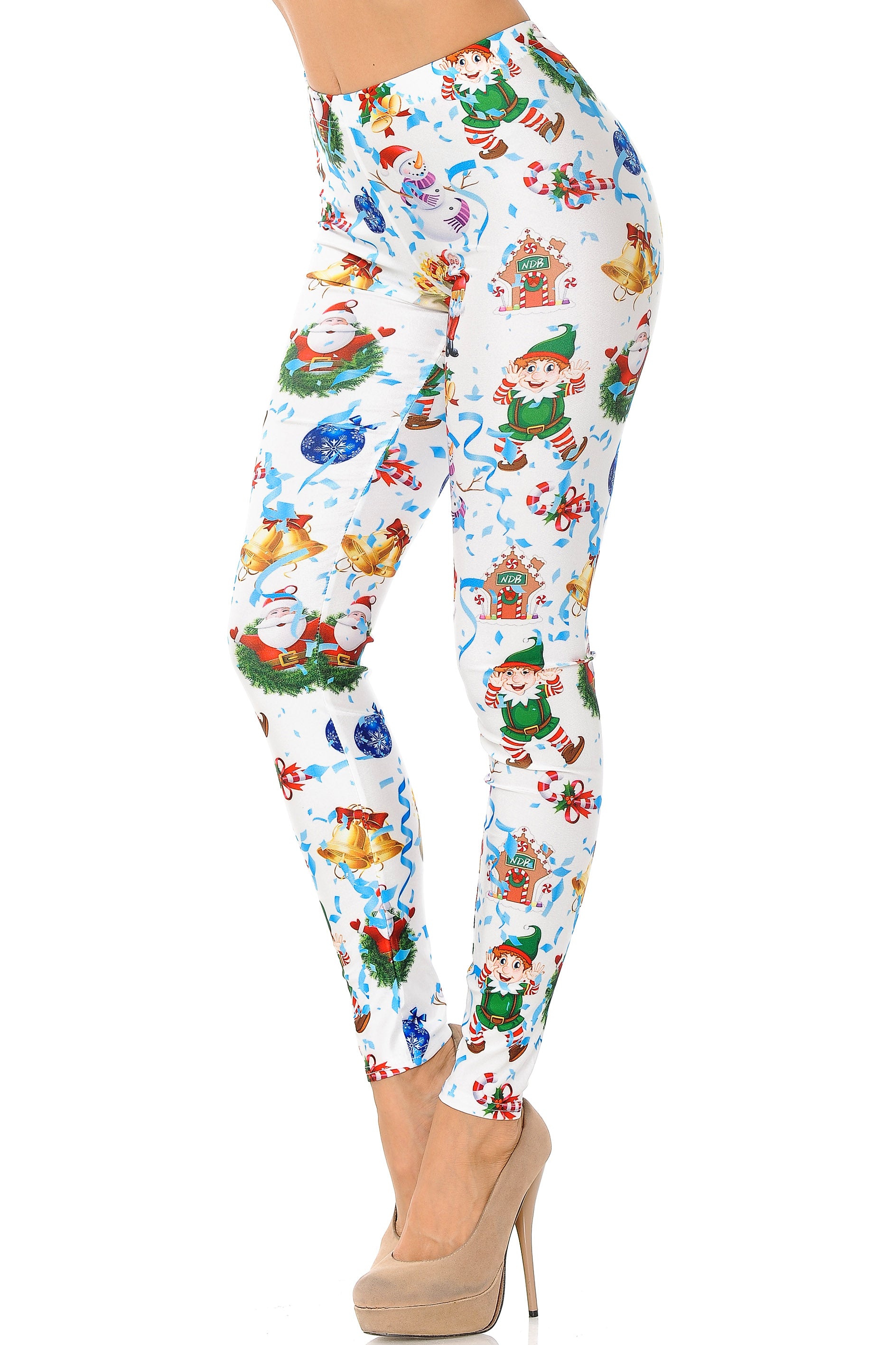 Wonderful Festive Christmas Leggings - White