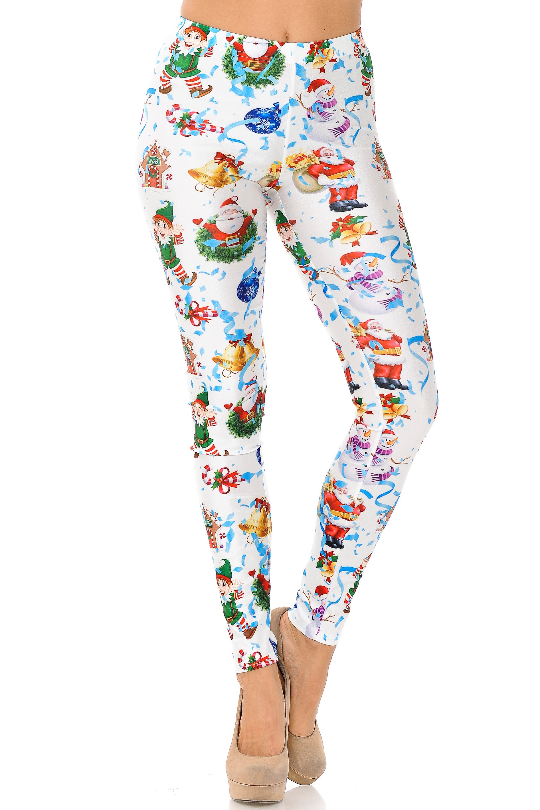 Wonderful Festive Christmas Leggings - White