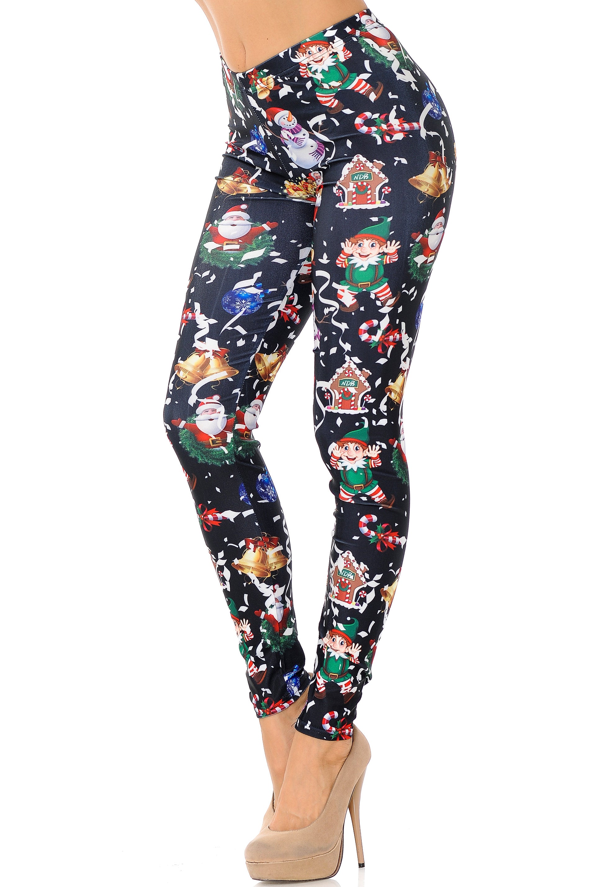 Wonderful Festive Christmas Leggings - Black