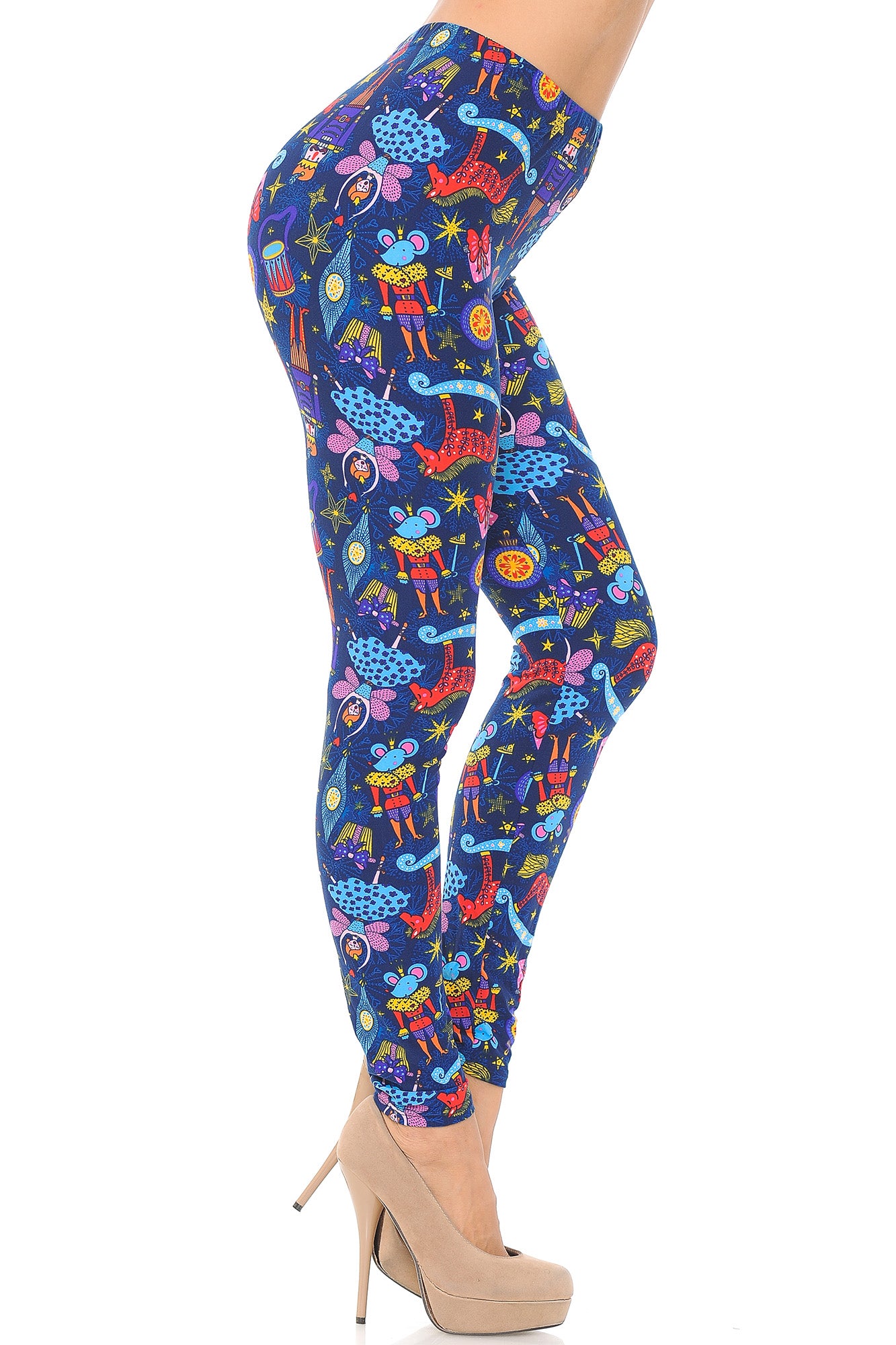 Buttery Soft Nutcracker Christmas Trinkets Leggings (One Size Regular,Blue)