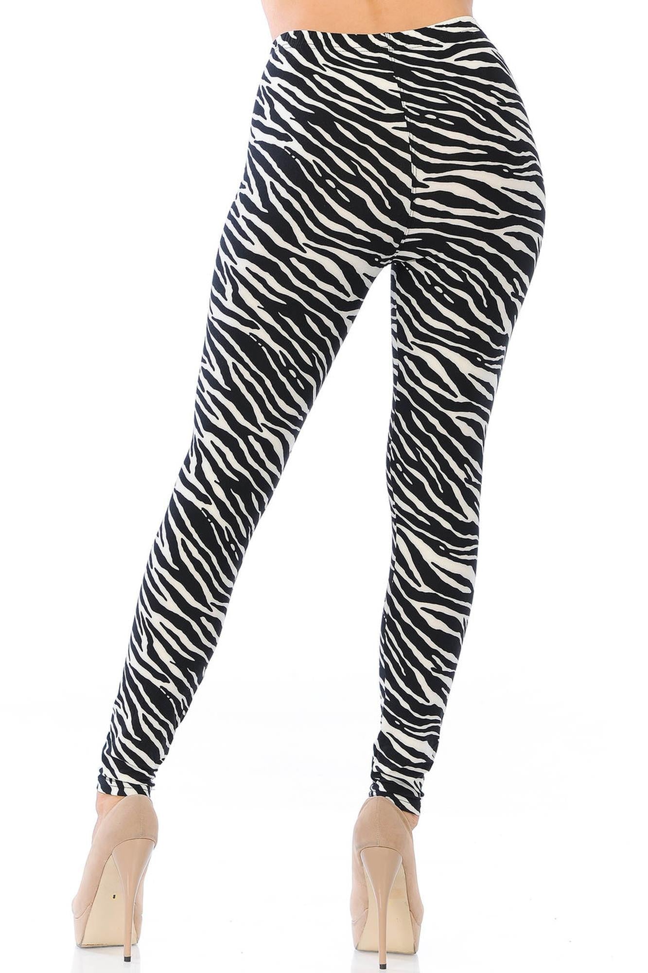 Buttery Soft Zebra Leggings (One Size Regular,Black)