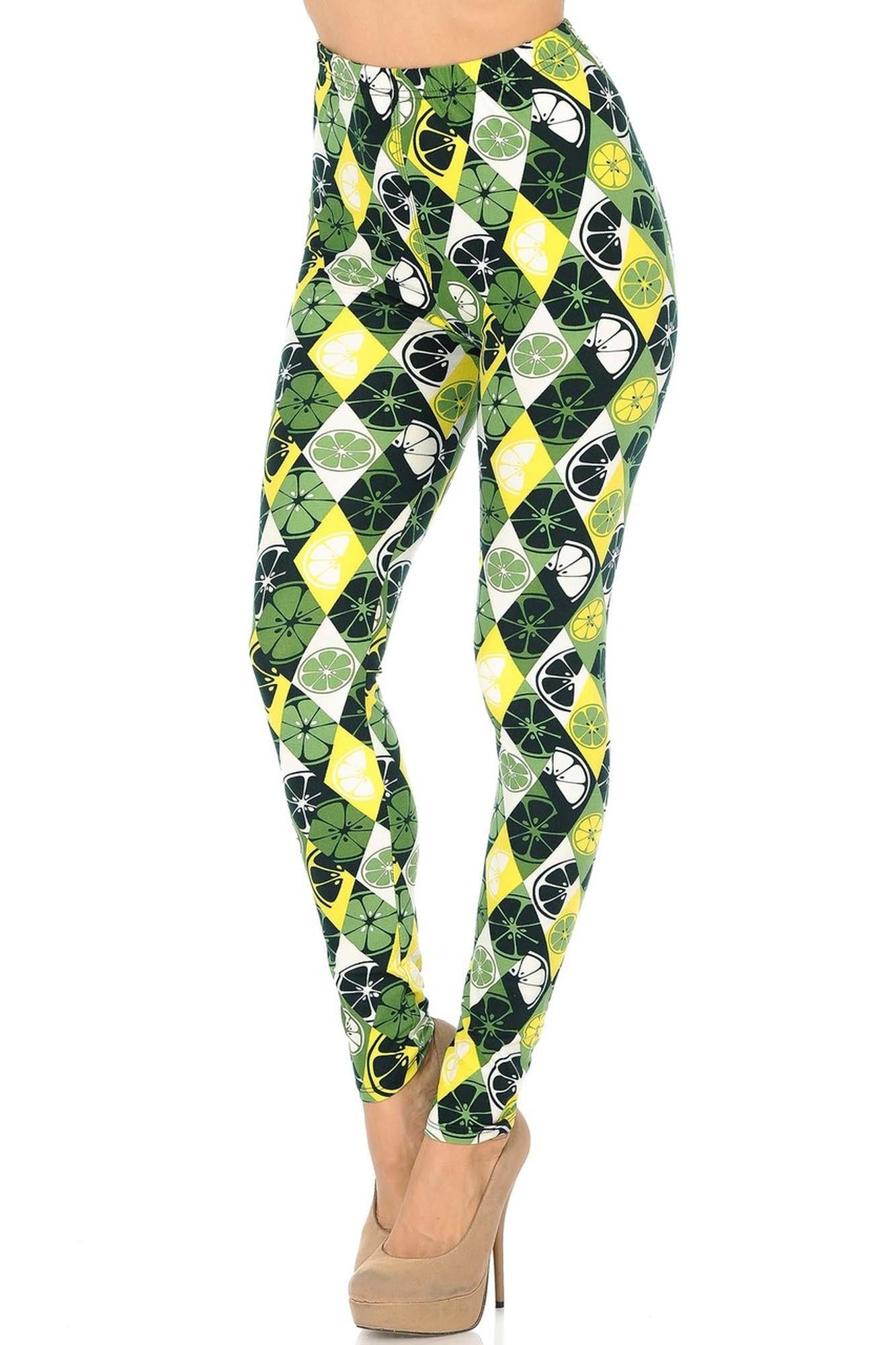 Buttery Soft Luck of the Irish Lime Leggings (One Size Regular,Green)
