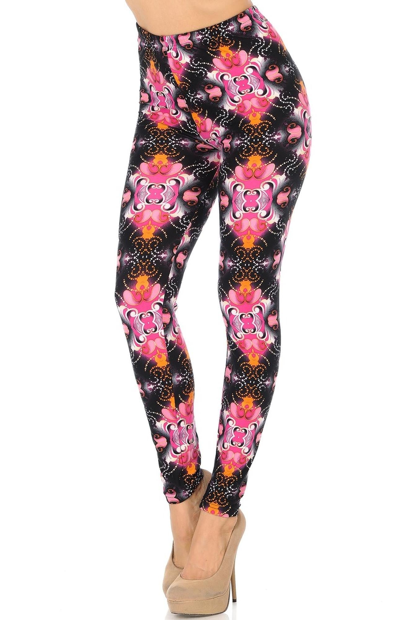 Buttery Soft Fuchsia Shangri-La Leggings (One Size Regular,Fuchsia)