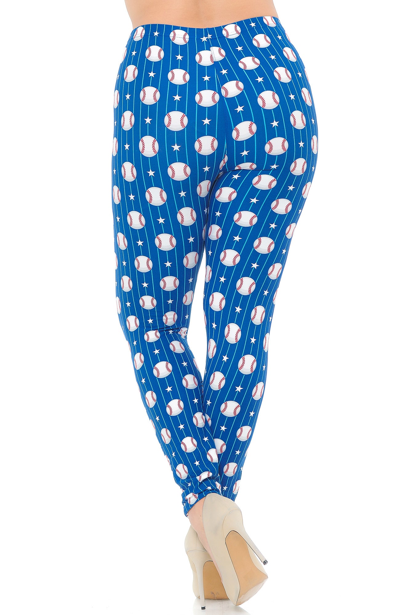 Buttery Soft Love of Baseball Plus Size Leggings (One Size Plus,Blue)