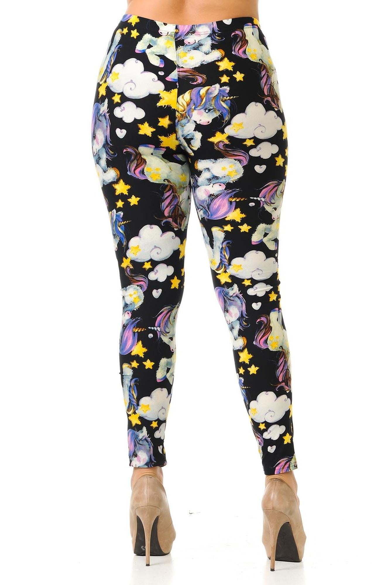 Buttery Soft Cutie Pie Baby Unicorn Plus Size Leggings (One Size Plus,Black)