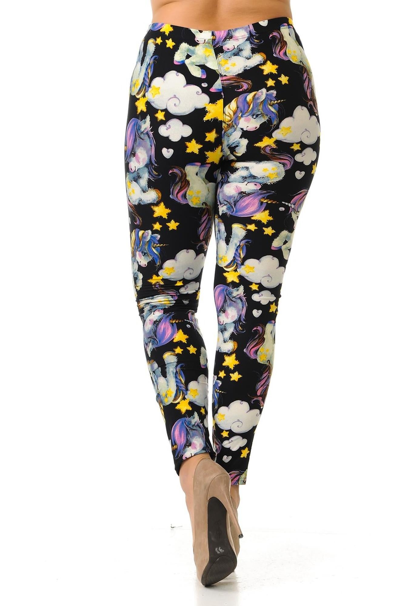 Buttery Soft Cutie Pie Baby Unicorn Plus Size Leggings (One Size Plus,Black)