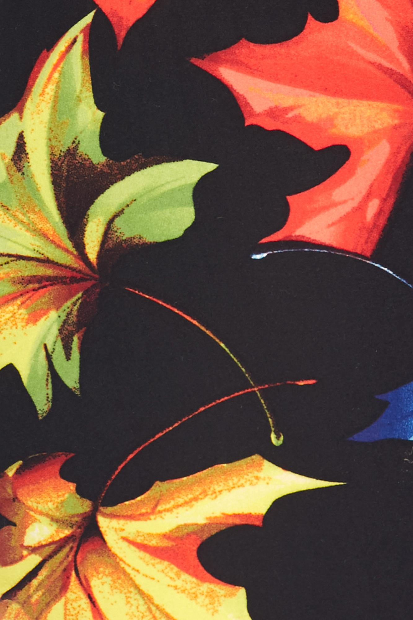 Buttery Soft Autumn Leaves Leggings (One Size Regular,Multi Color Bold)