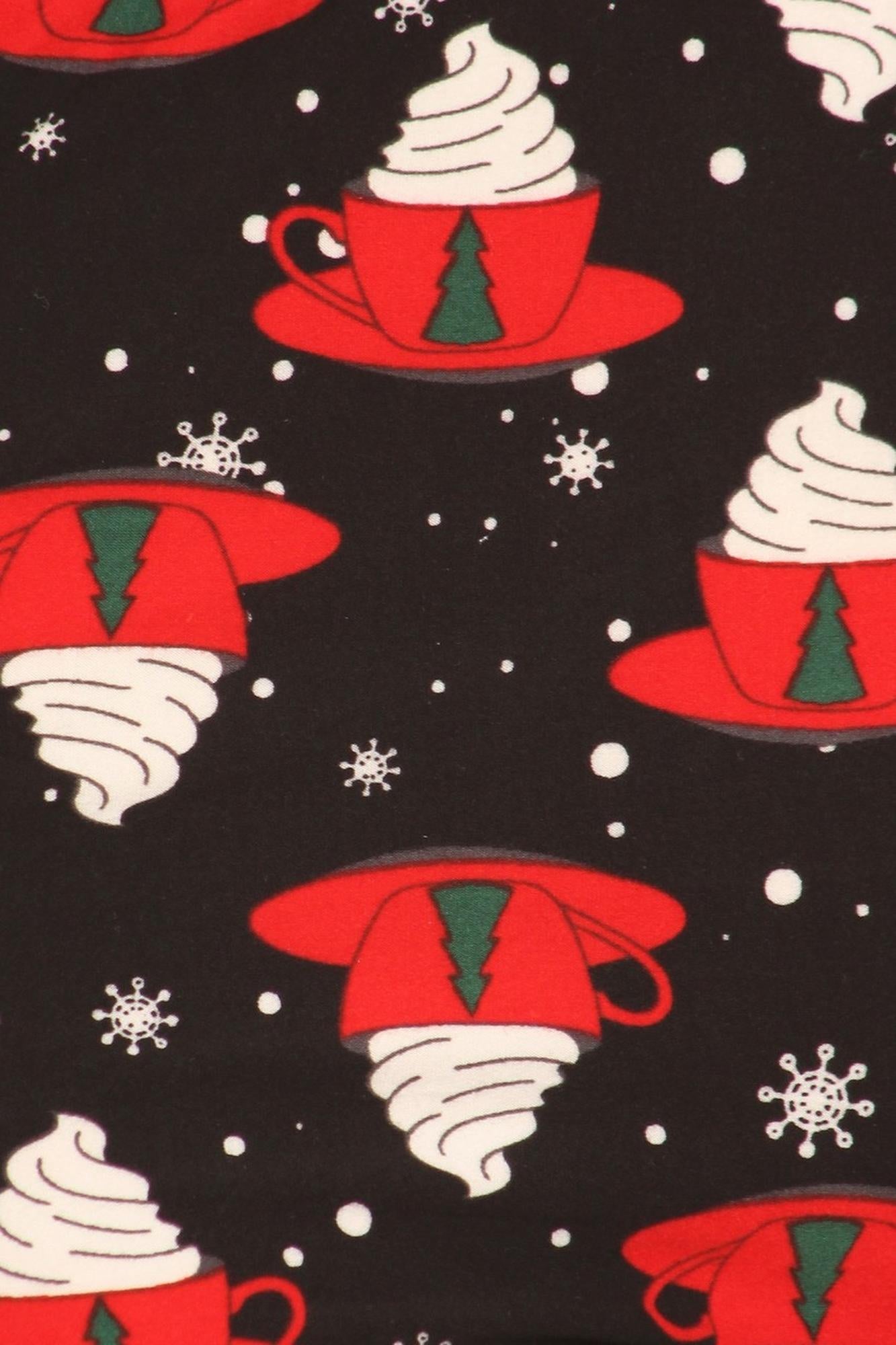 Buttery Soft Mocha Cappuccino Christmas Leggings (One Size Regular,Black)