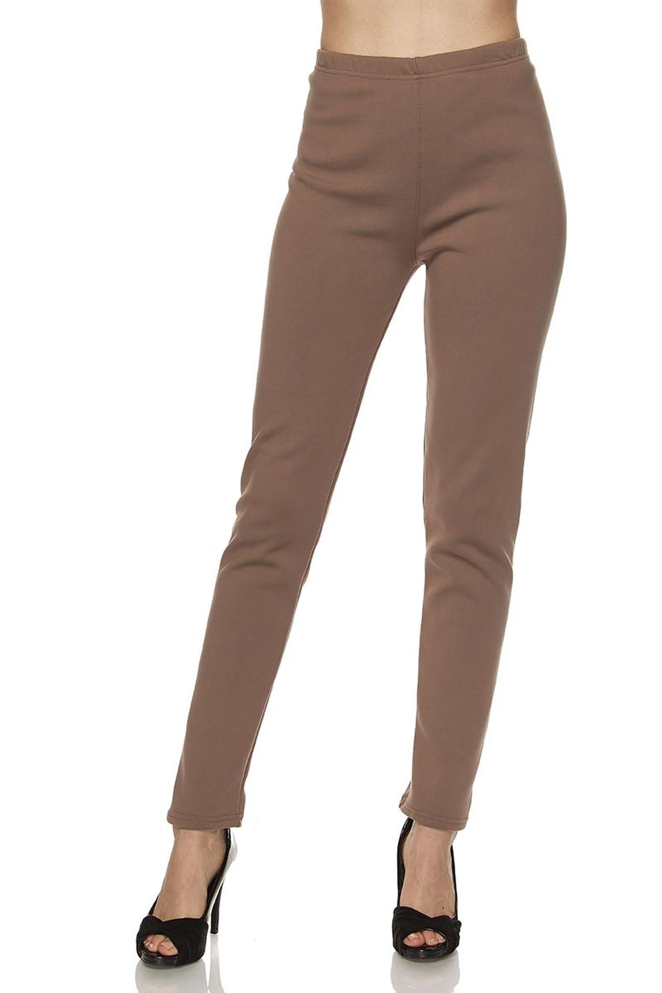Solid Warm Fur Lined Leggings