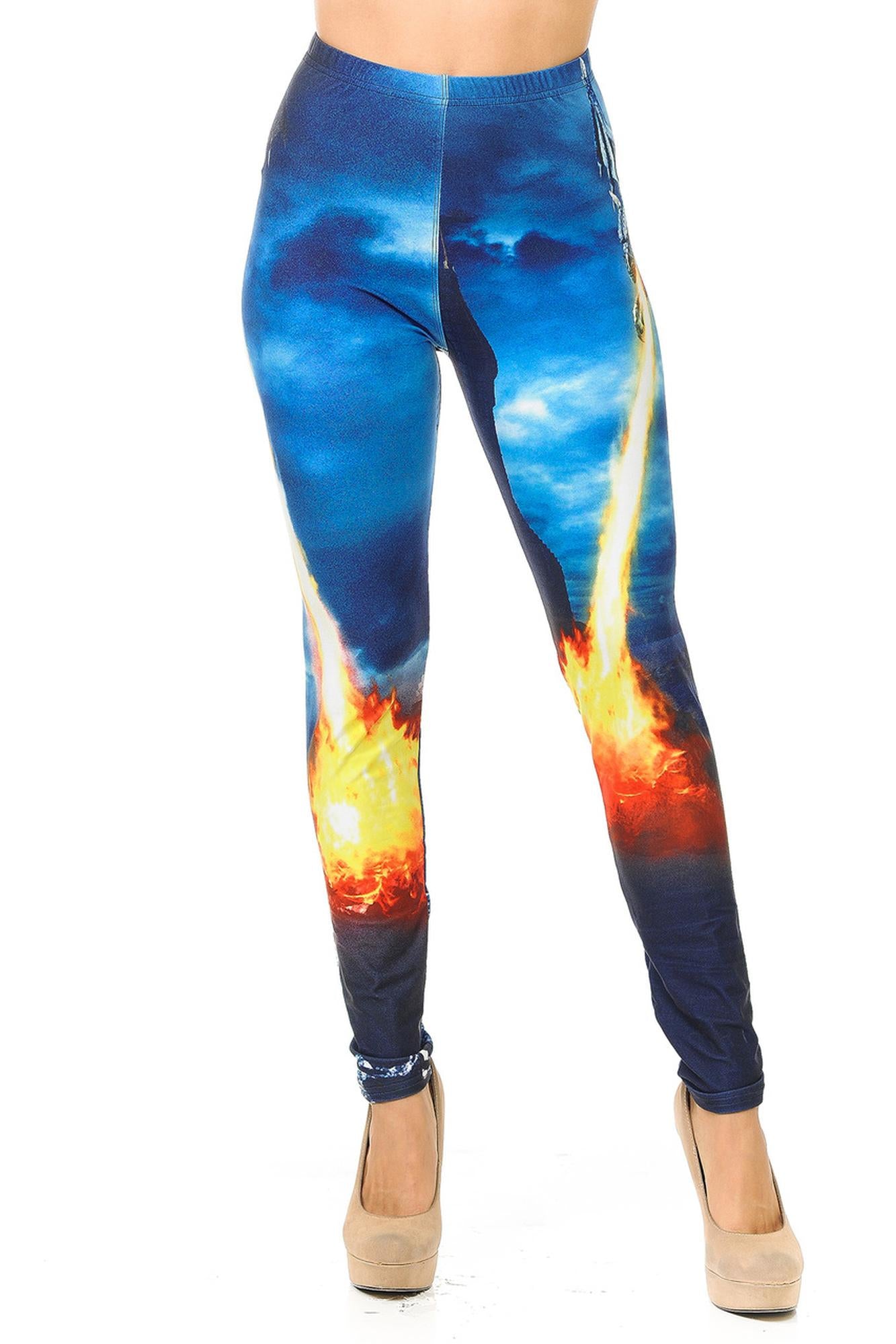 Creamy Soft Dragon Rage Leggings (One Size Regular,Blue)